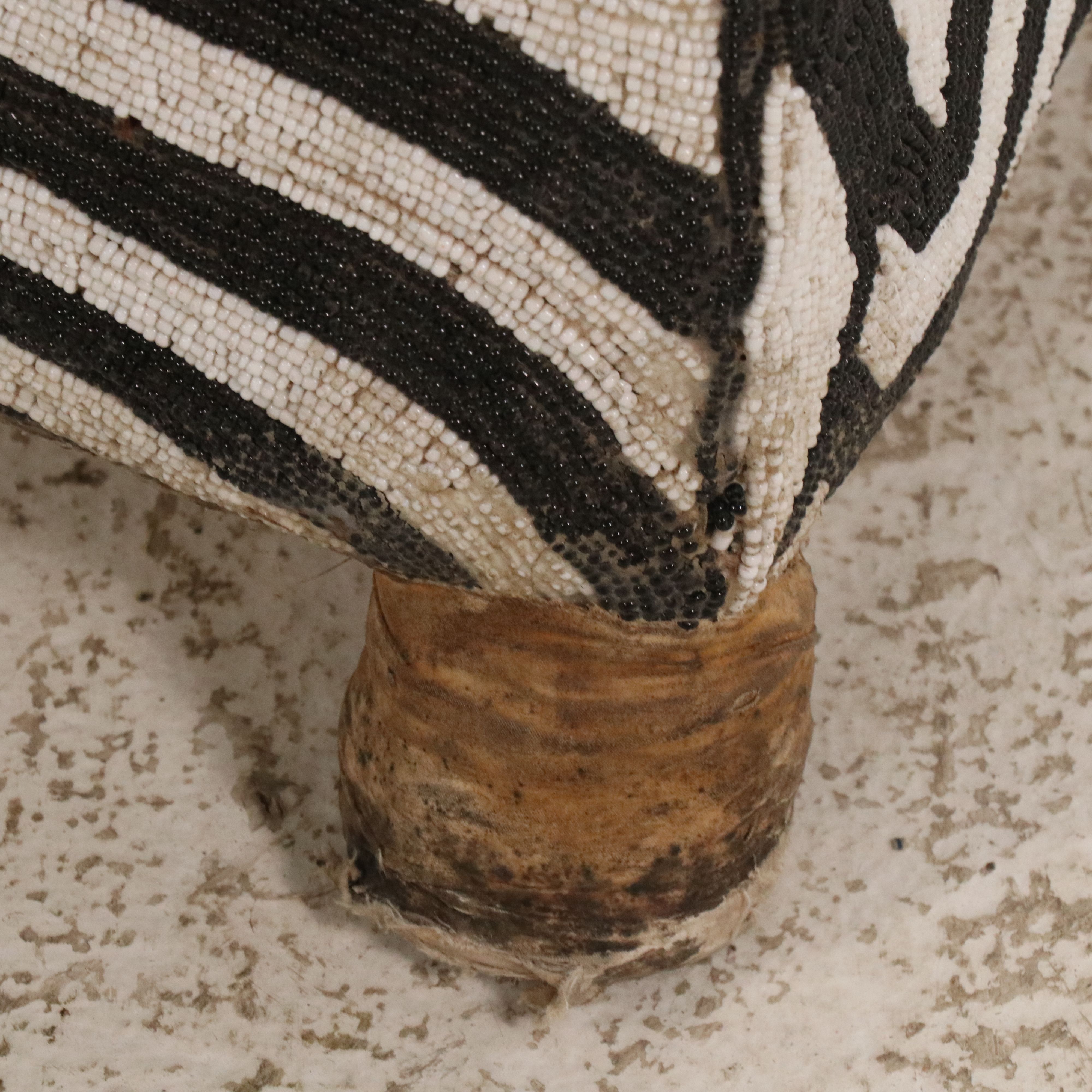 Pair of West African Yoruba Hand-Beaded Black and White Armchairs