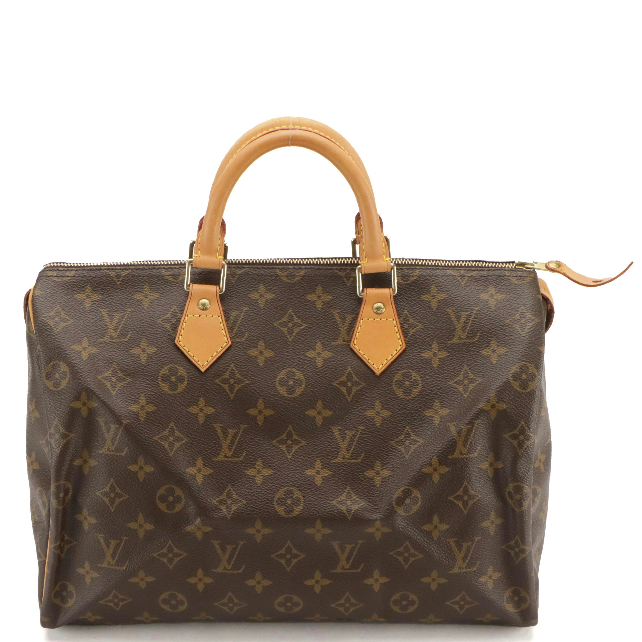 Louis Vuitton Speedy 35 Handbag in Monogram Canvas and Vachetta Leather