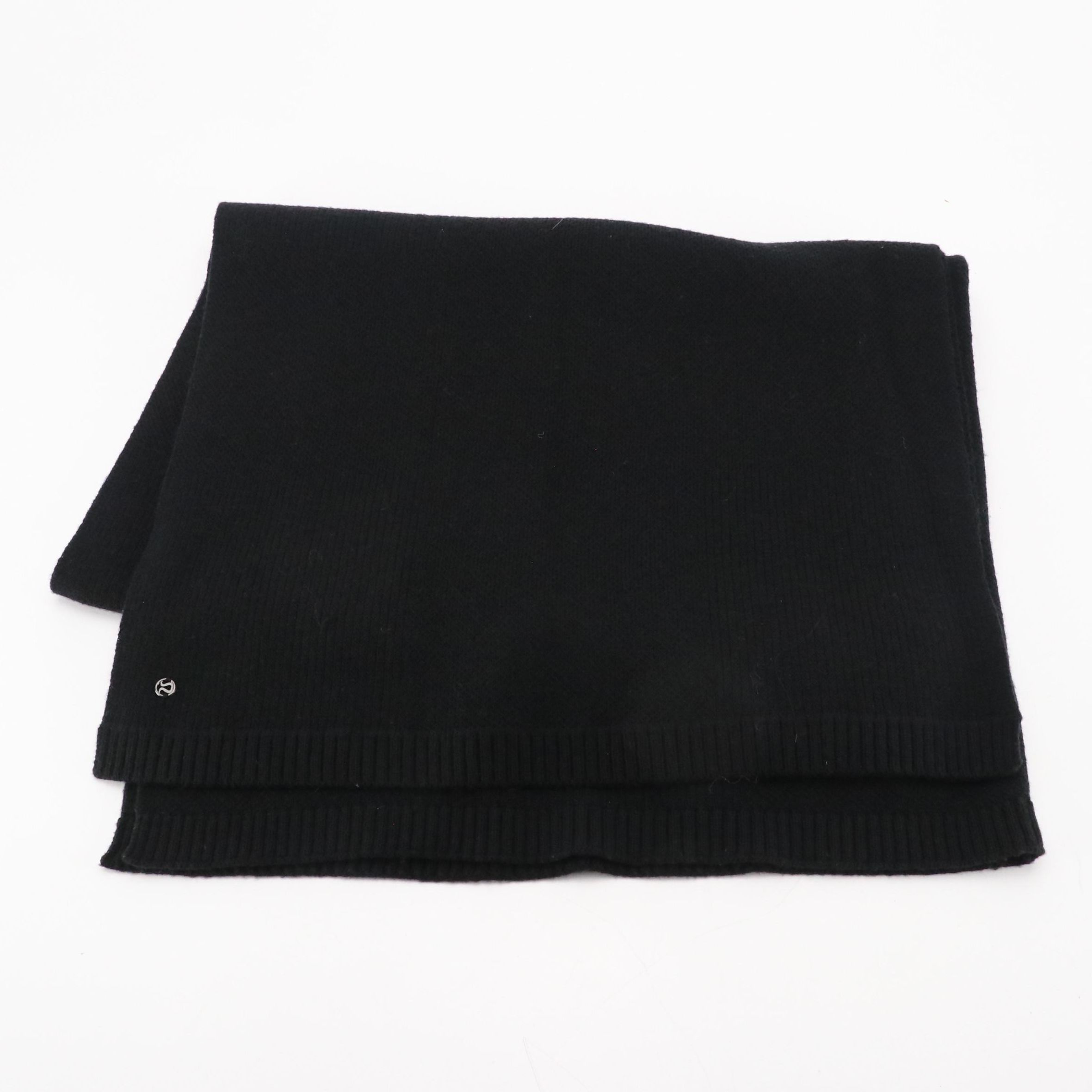 Lululemon Black Knit Wool Wrap Scarf
