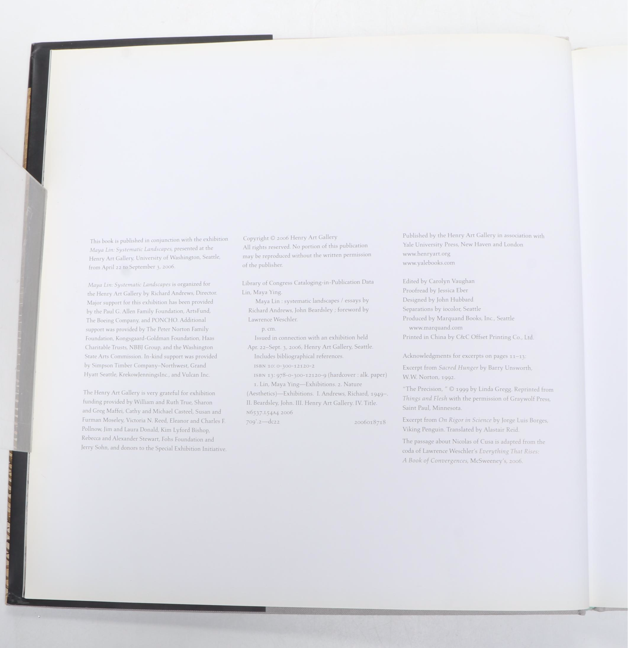 "Boundaries" and "Systematic Landscapes" by Maya Lin