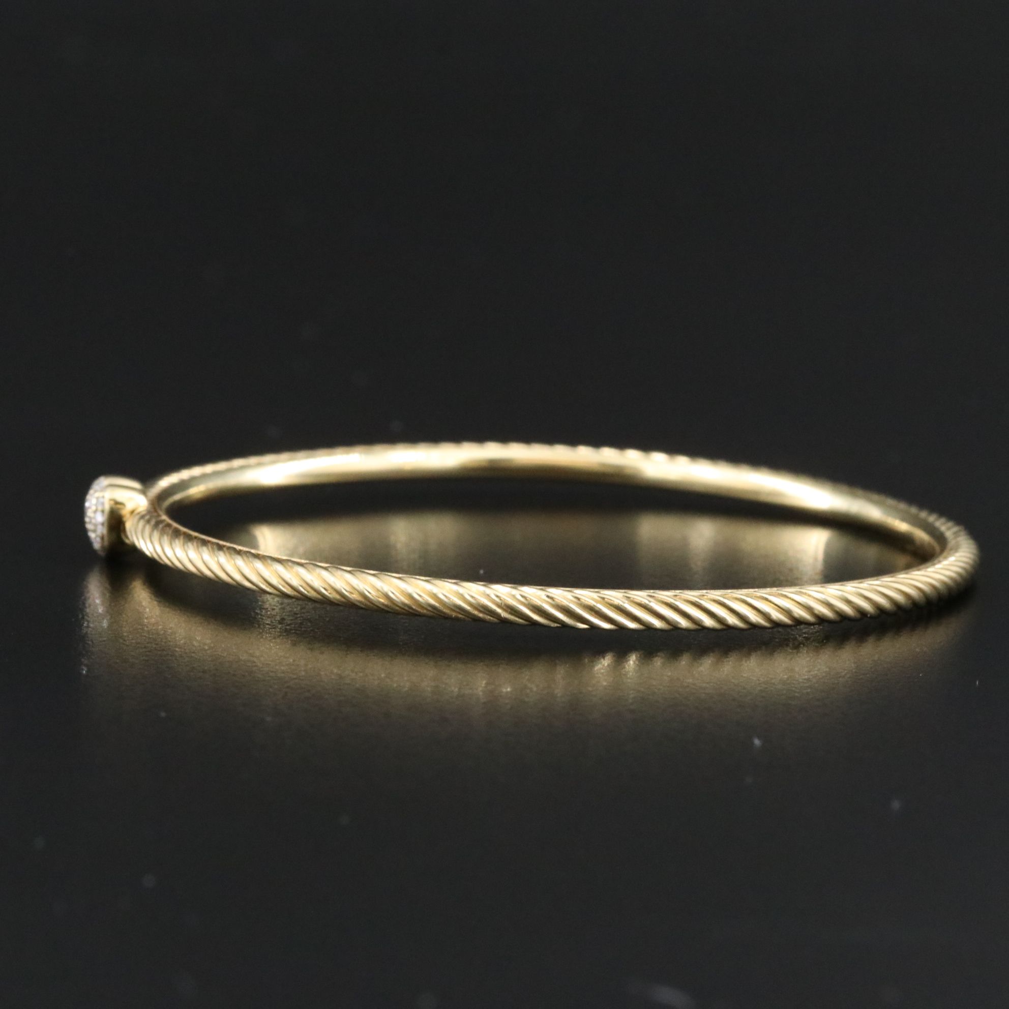 David Yurman 18K Diamond Pavé Heart Bangle Bracelet