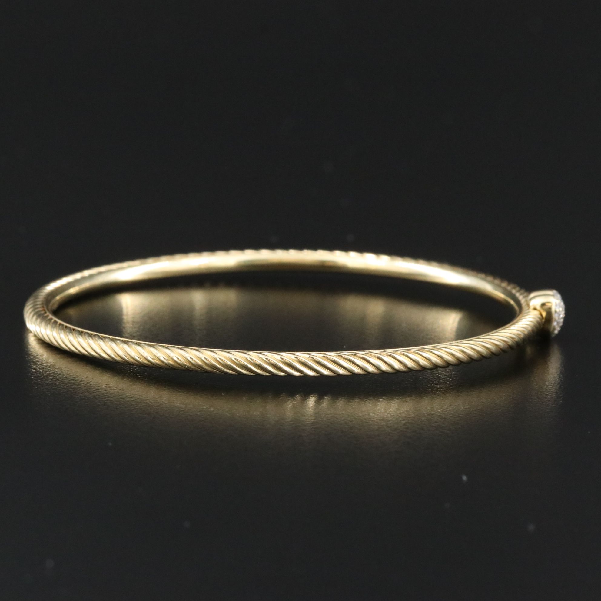 David Yurman 18K Diamond Pavé Heart Bangle Bracelet