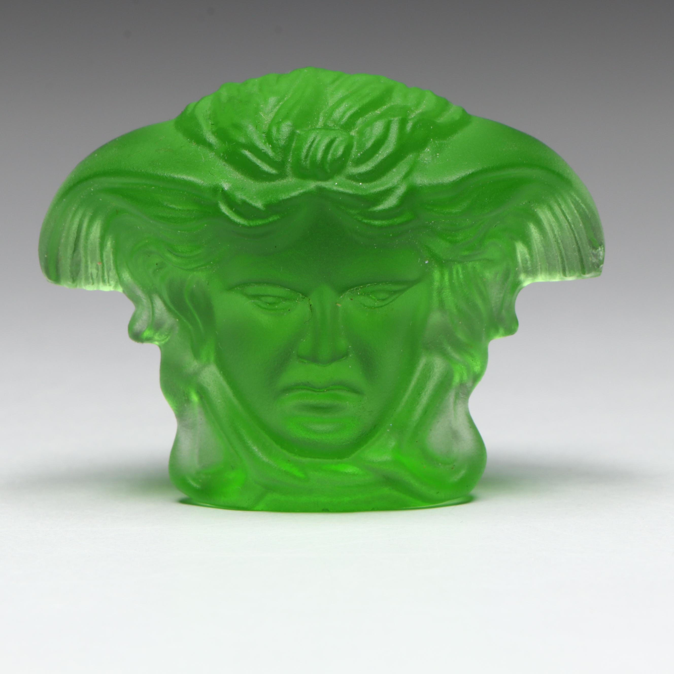 Rosenthal and Versace Green Glass Medusa Head