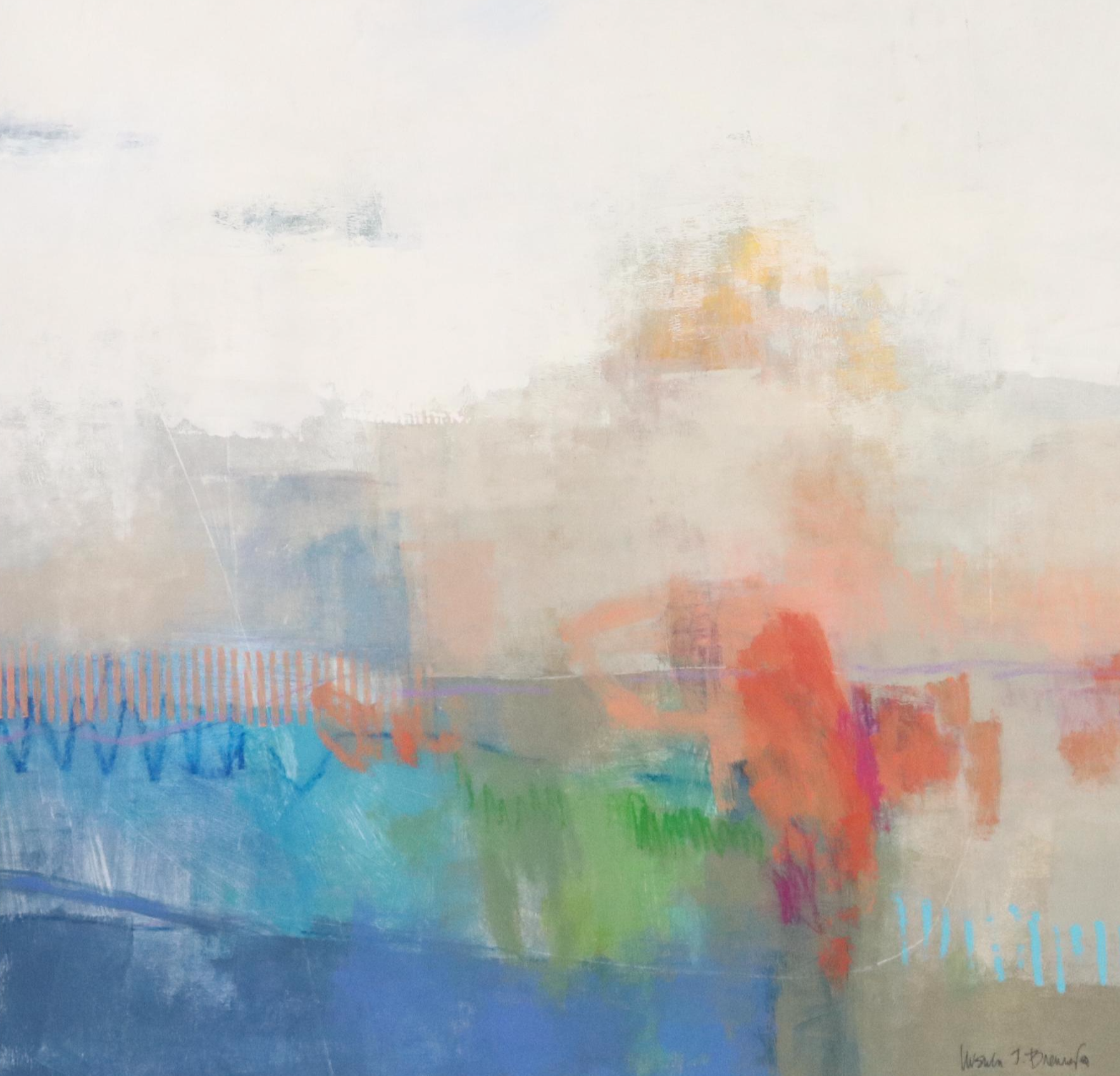 Ursula J. Brenner Abstract Mixed Media Painting, 21st Century