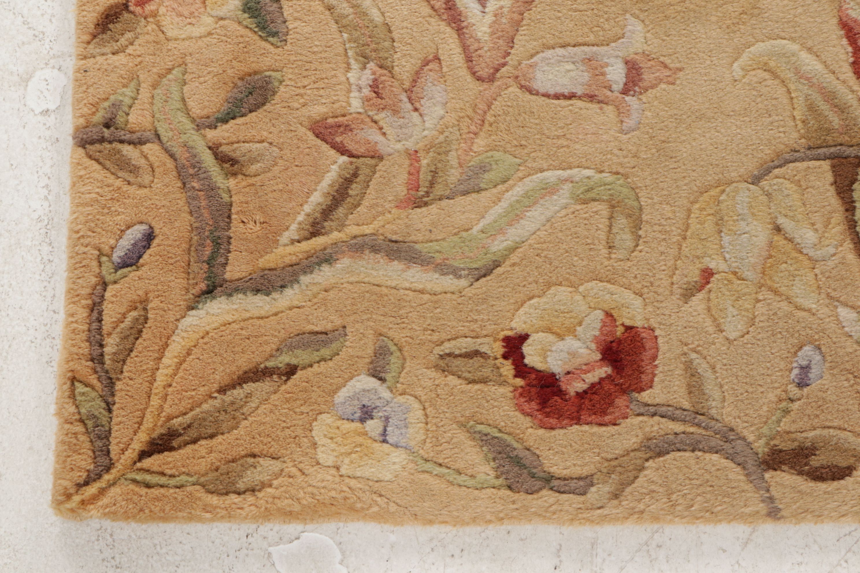 3'6 x 5'6 Hand-Tufted Emerald Collection "Gold Tulip Garden" Area Rug