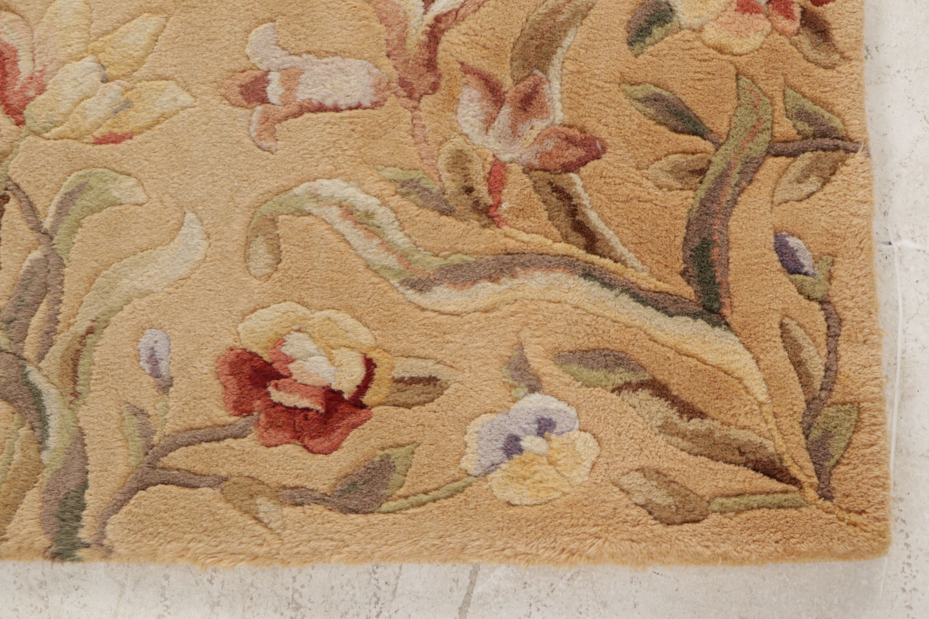 3'6 x 5'6 Hand-Tufted Emerald Collection "Gold Tulip Garden" Area Rug