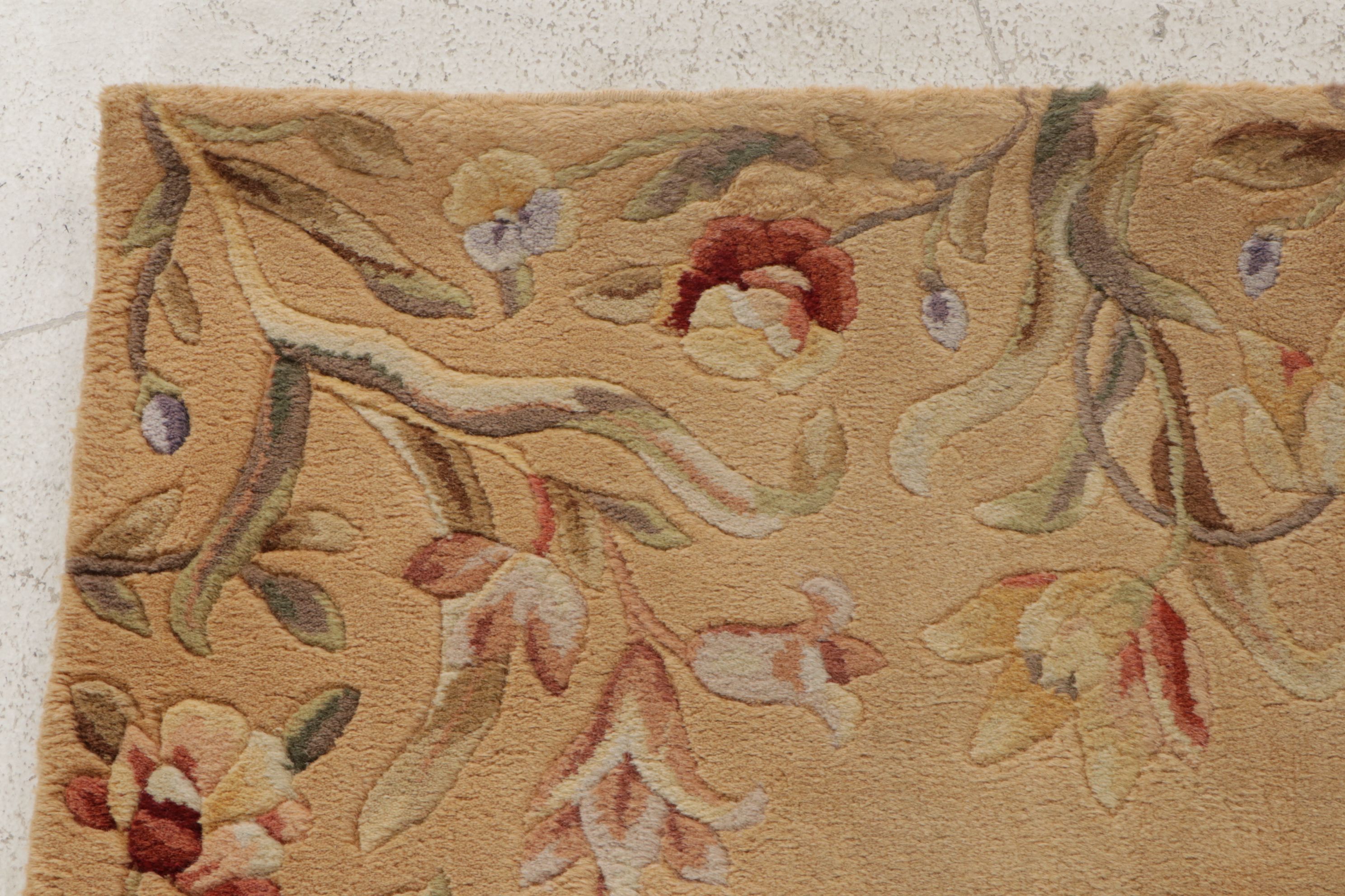 3'6 x 5'6 Hand-Tufted Emerald Collection "Gold Tulip Garden" Area Rug