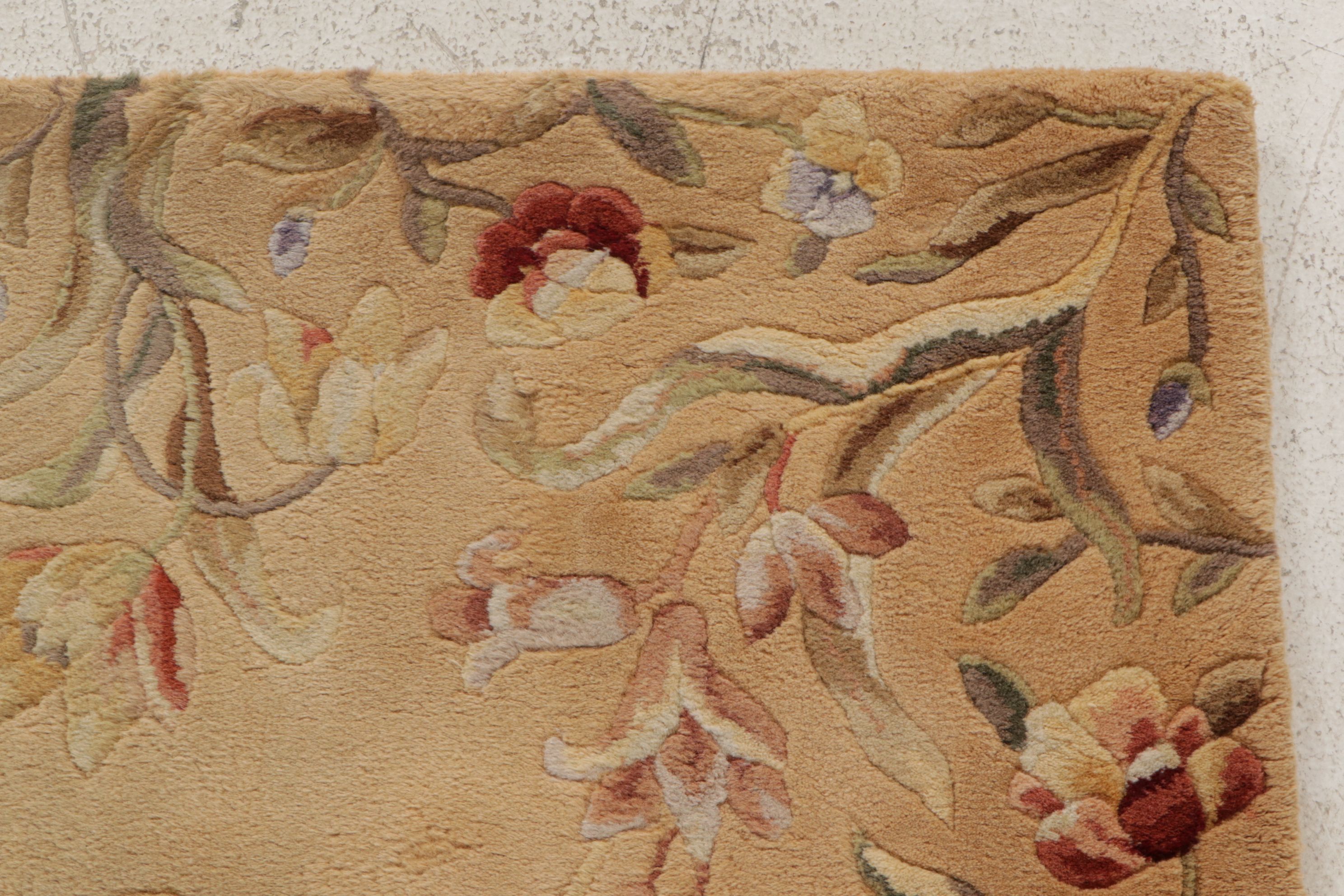 3'6 x 5'6 Hand-Tufted Emerald Collection "Gold Tulip Garden" Area Rug