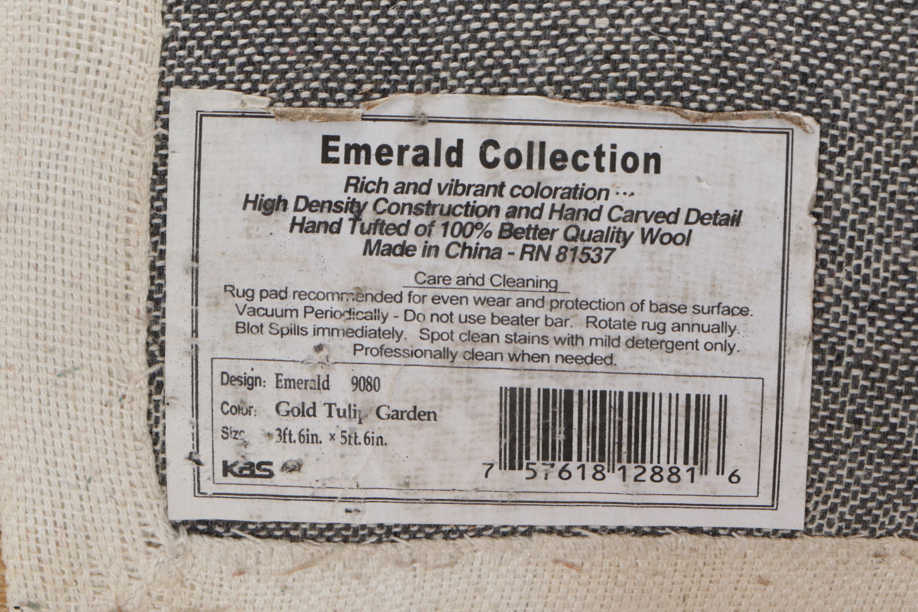 3'6 x 5'6 Hand-Tufted Emerald Collection "Gold Tulip Garden" Area Rug