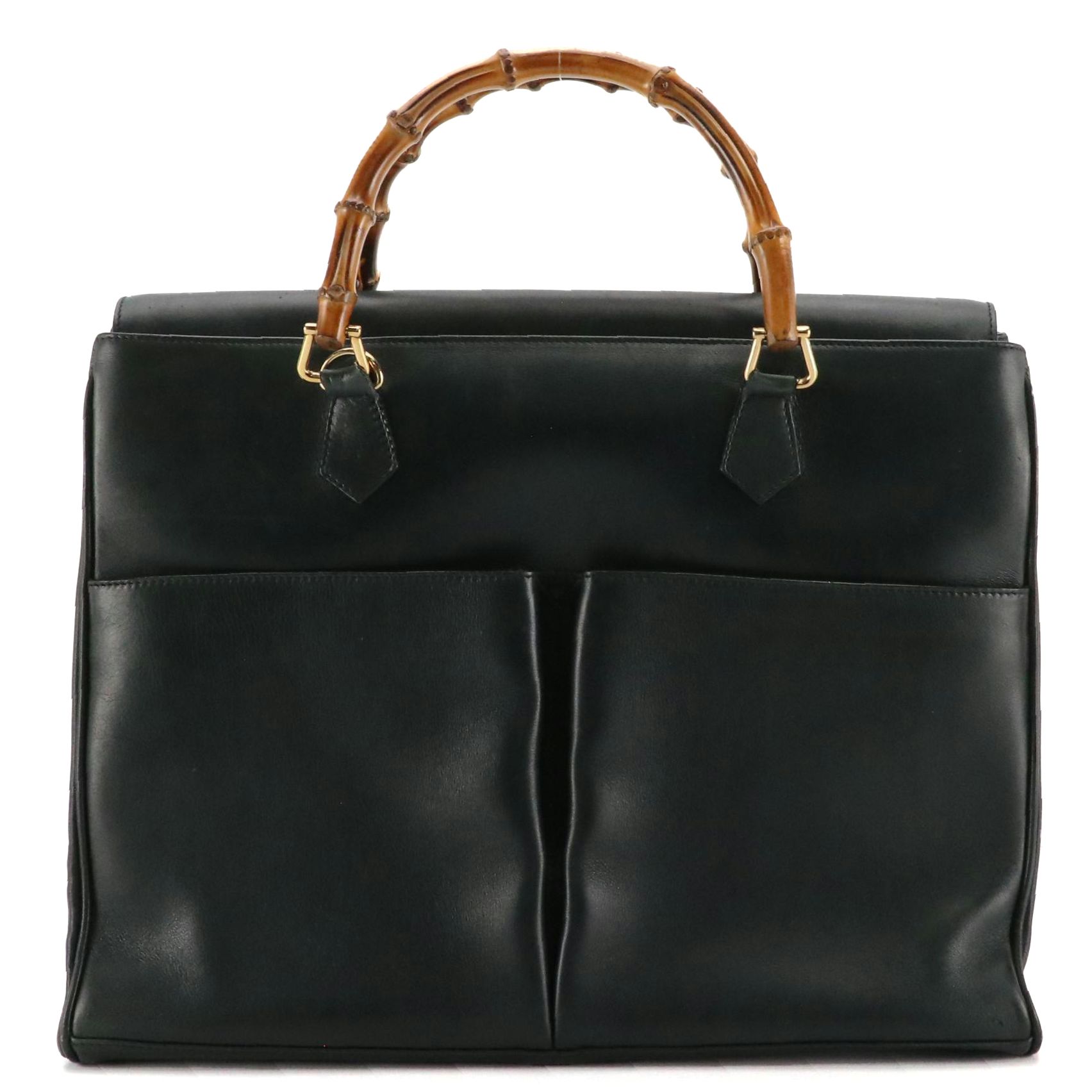 Gucci Large Diana Double Pocket Bamboo Handle Shoulder Bag in Leather