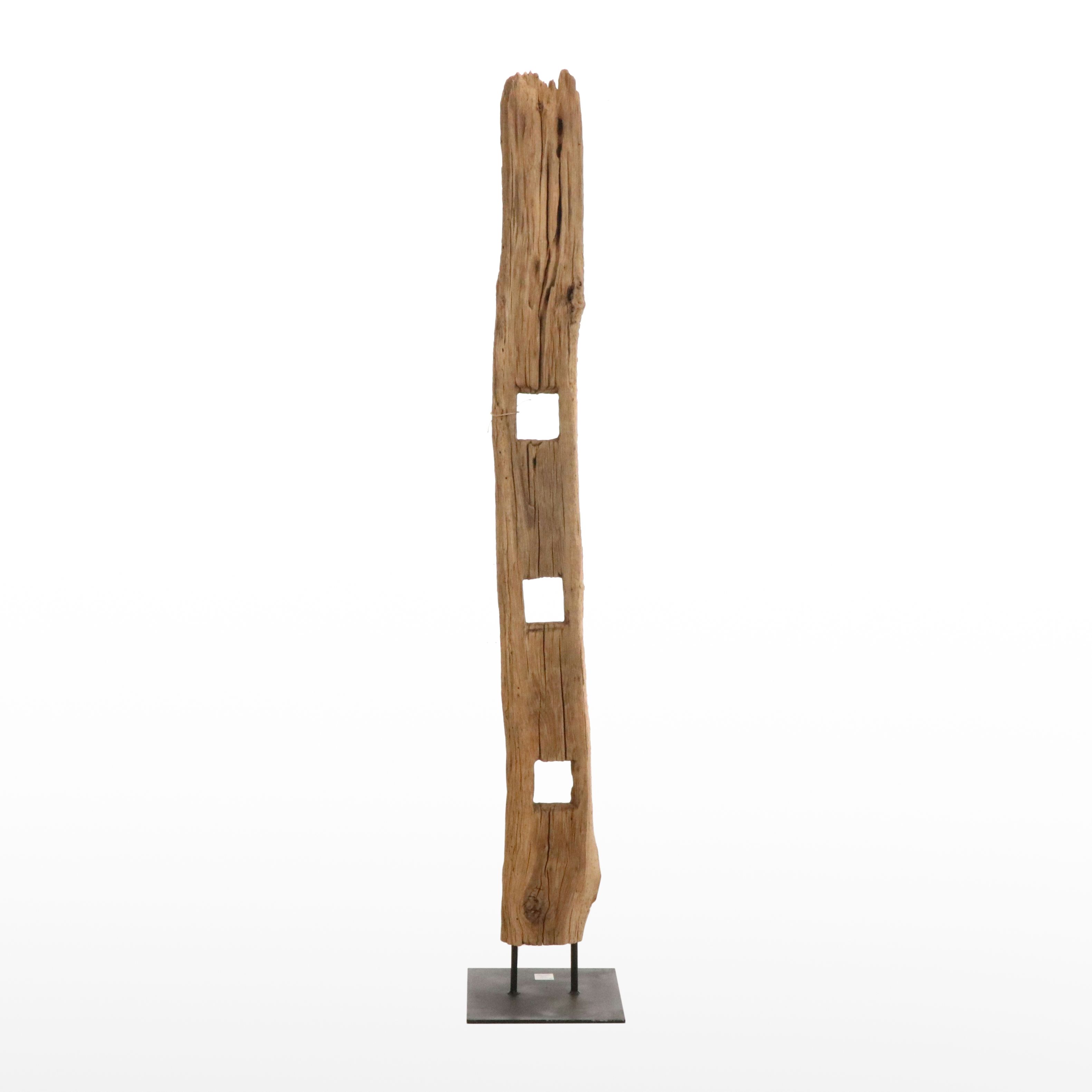 Reclaimed Wood Beam on Metal Stand