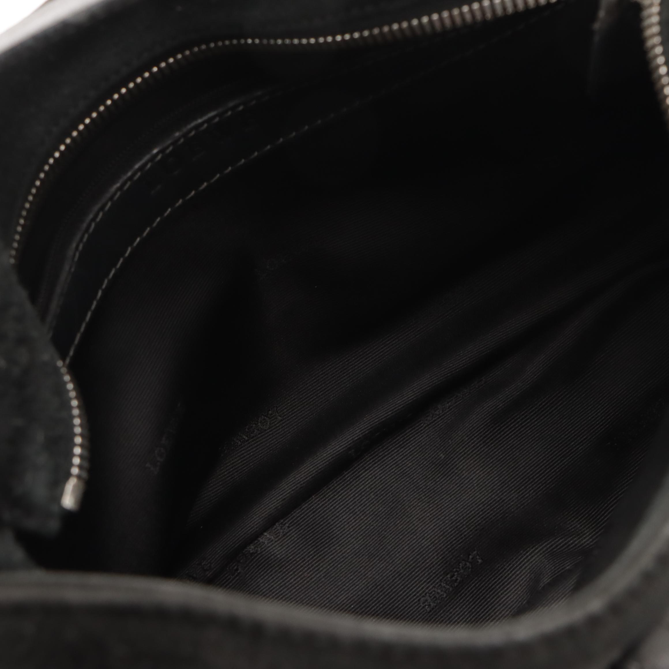 Loewe Zip-Top Shoulder Bag in Black Suede and Leather