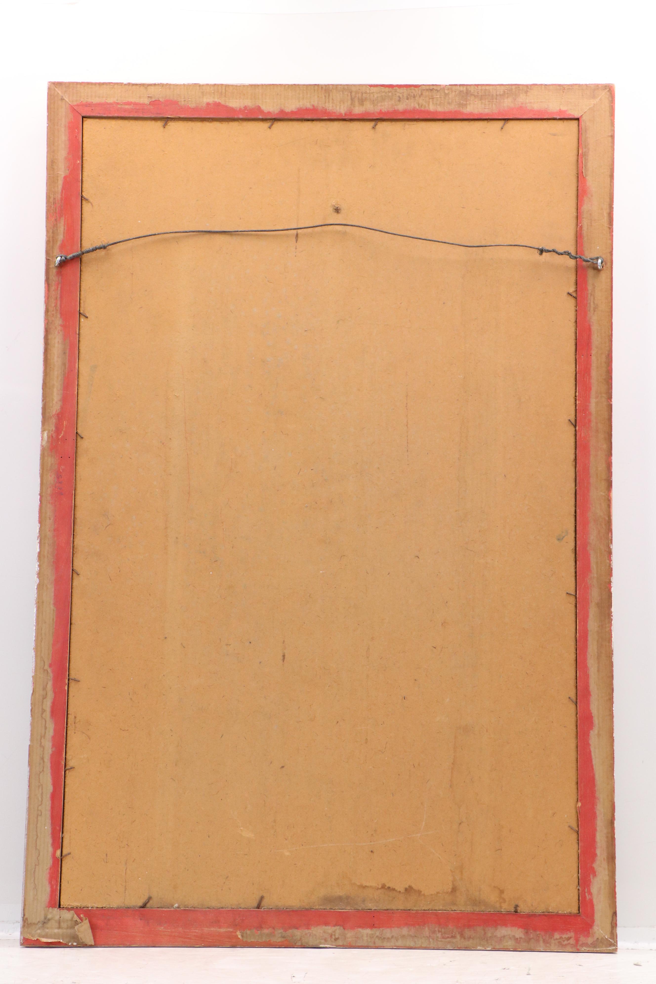 Landscape Oil Painting with Couple Near Woodland Stream, 1968