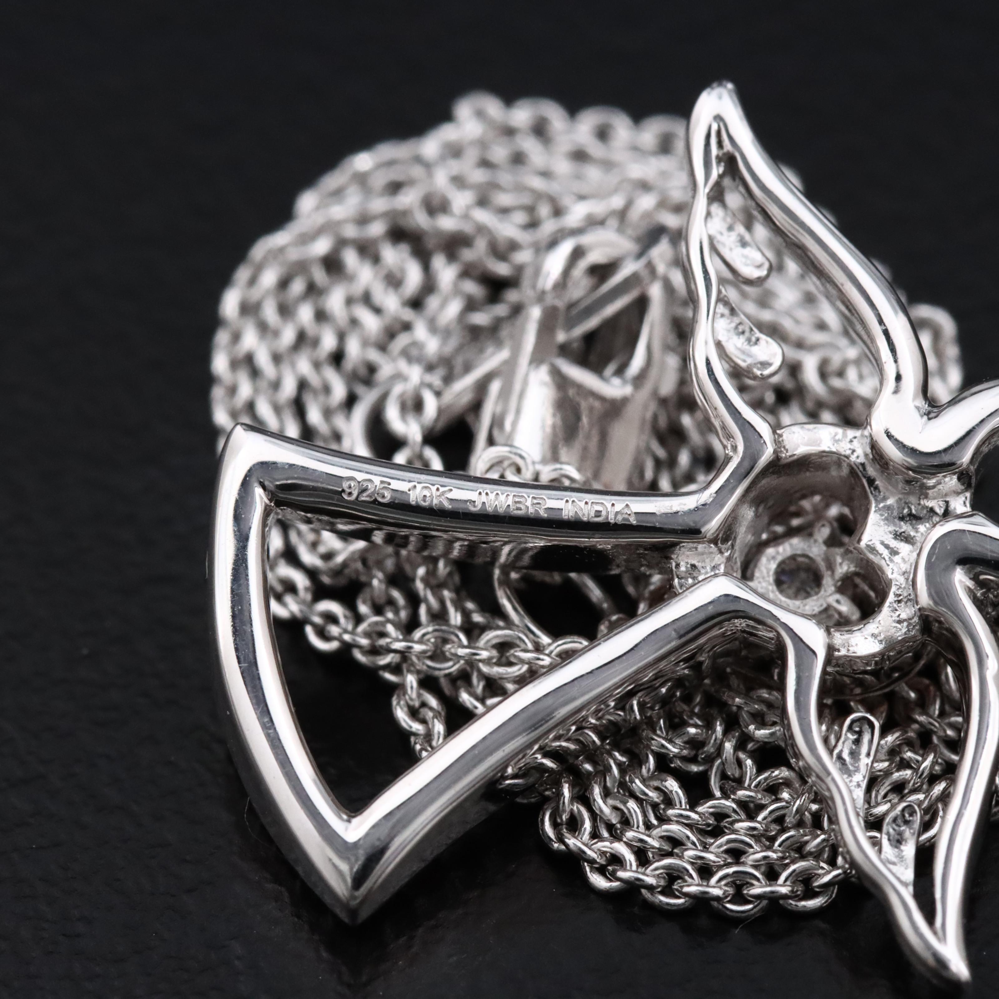 Sterling and Diamond Angel Pendant Necklace with 10K Rose Gold Accent