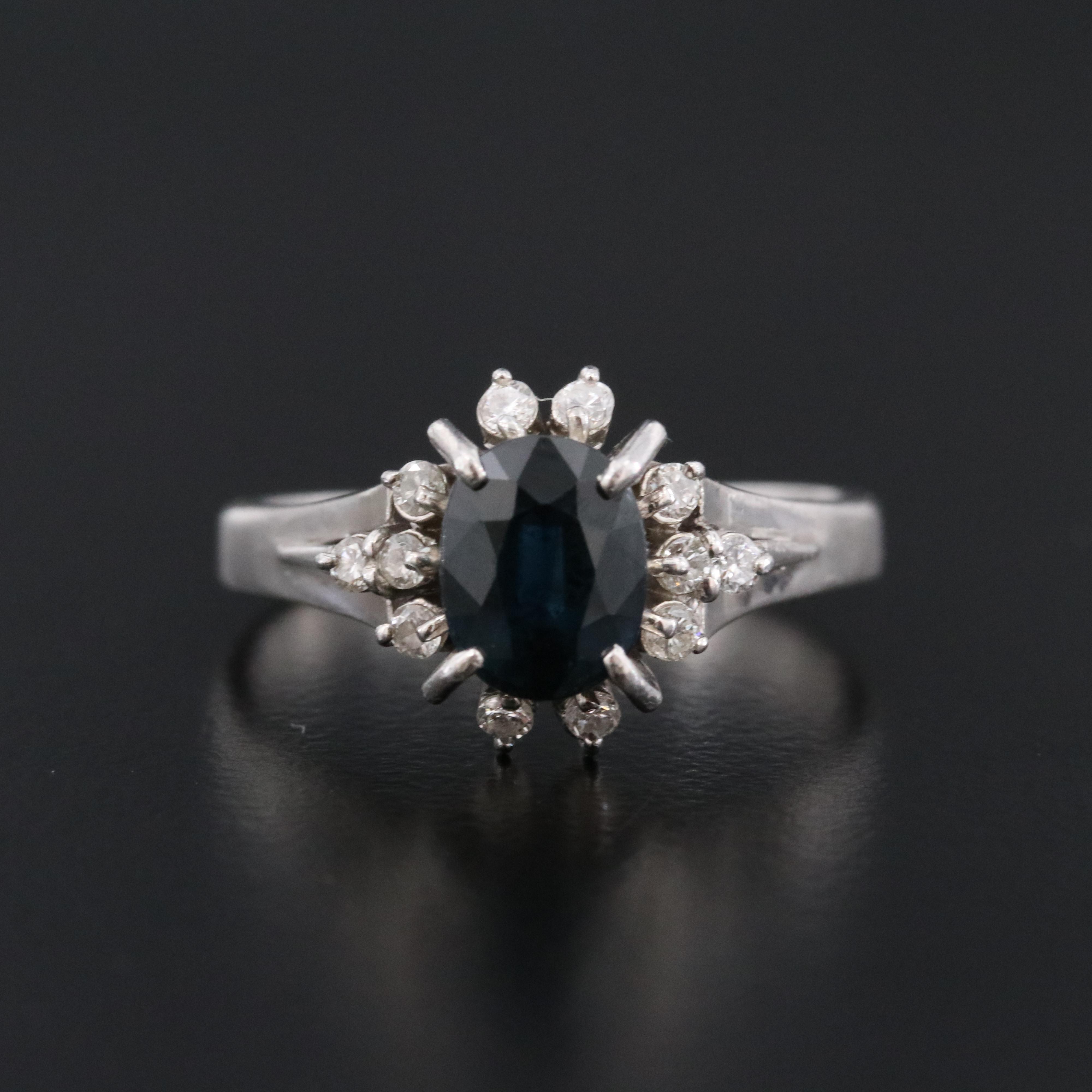 Platinum 1.52 CT Sapphire and Diamond Ring