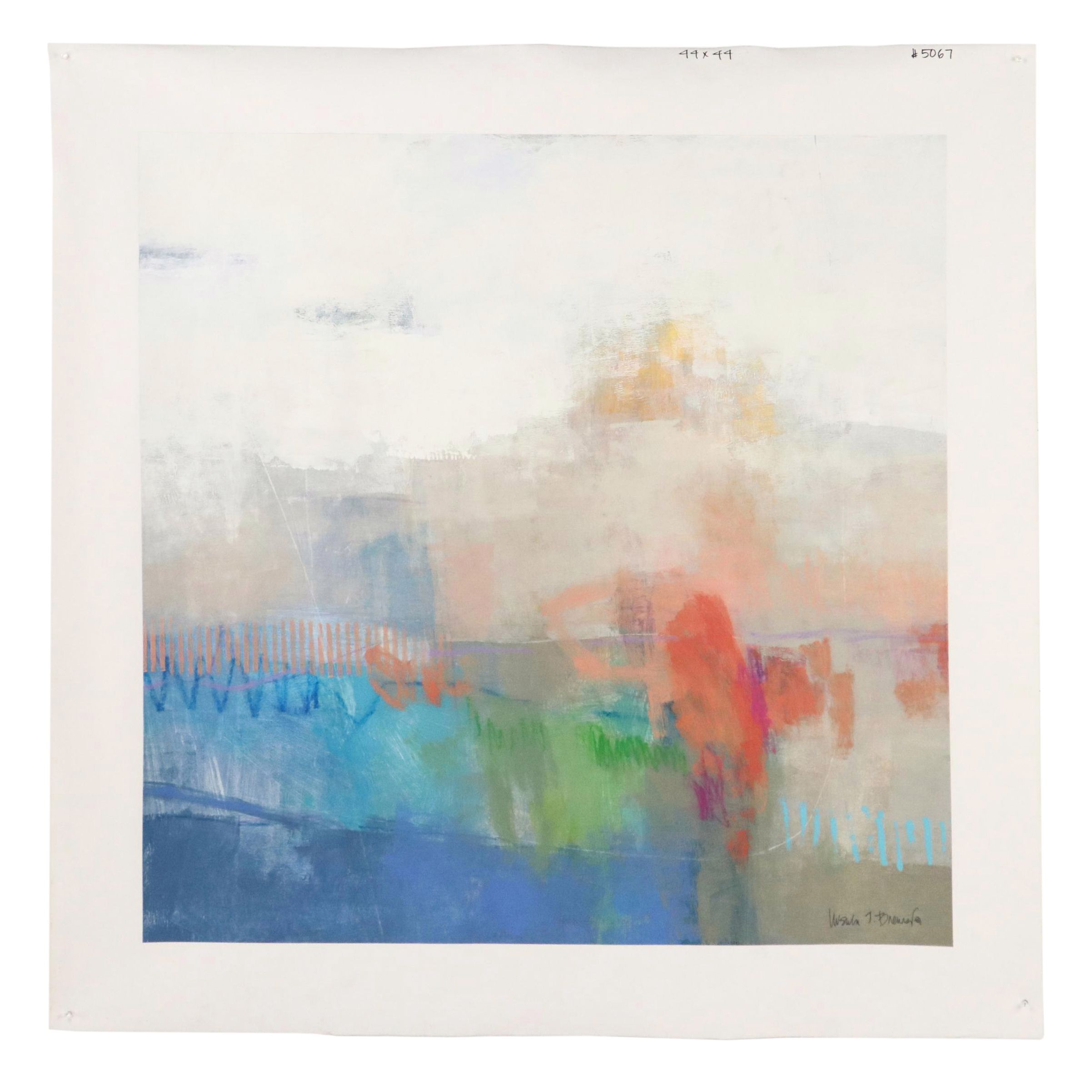 Ursula J. Brenner Abstract Mixed Media Painting, 21st Century