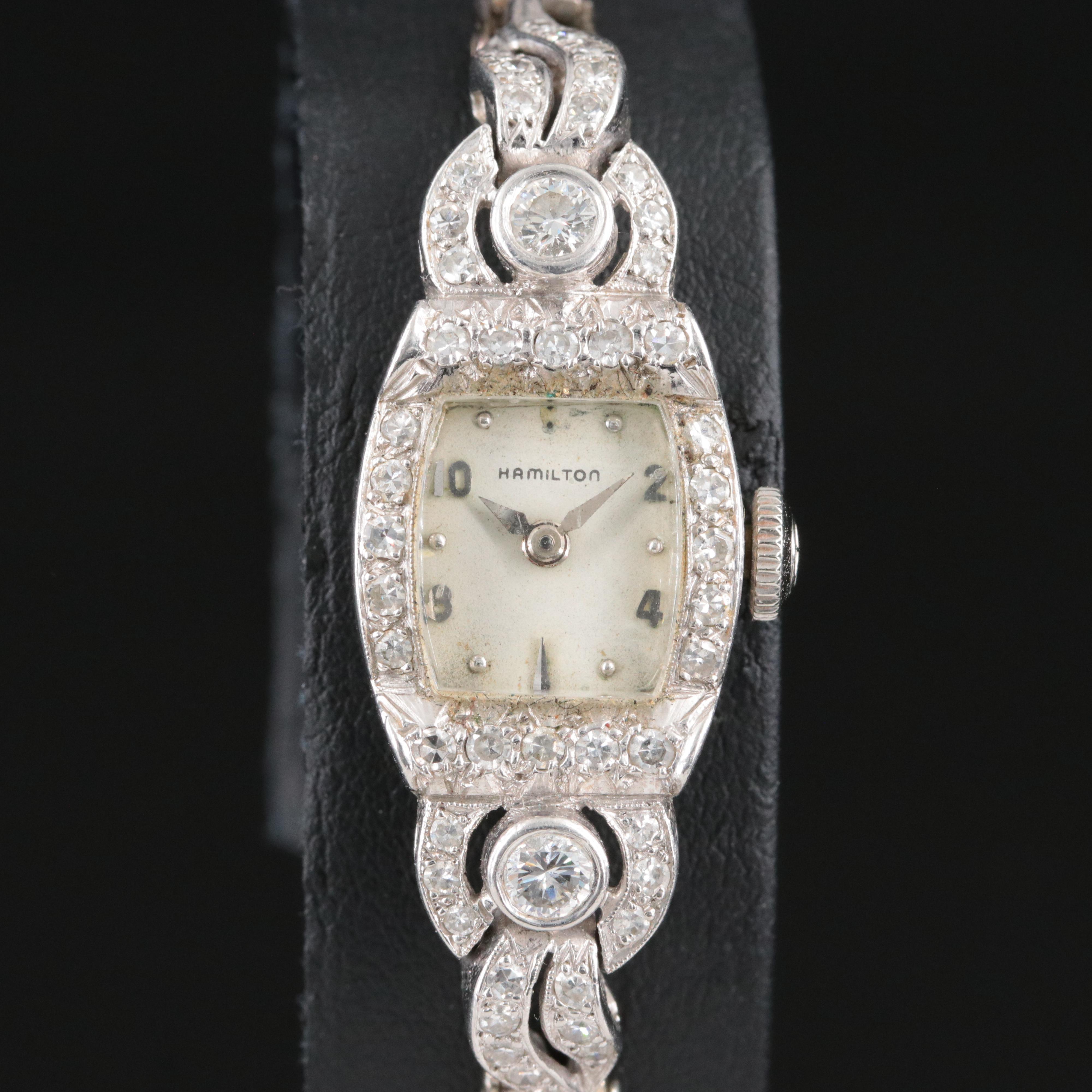 Platinum and 14K Hamilton 1.37 CTW Diamond Watch