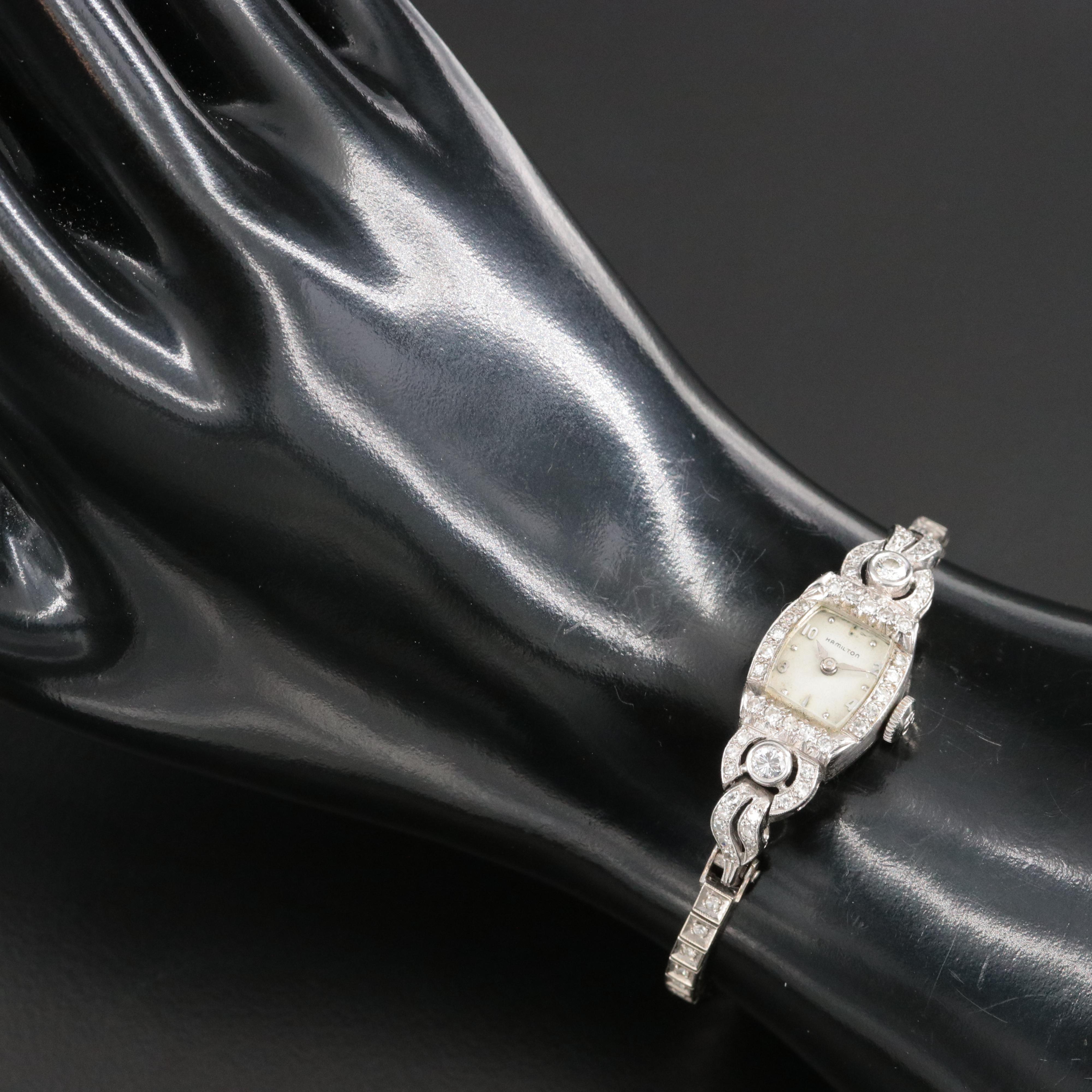 Platinum and 14K Hamilton 1.37 CTW Diamond Watch