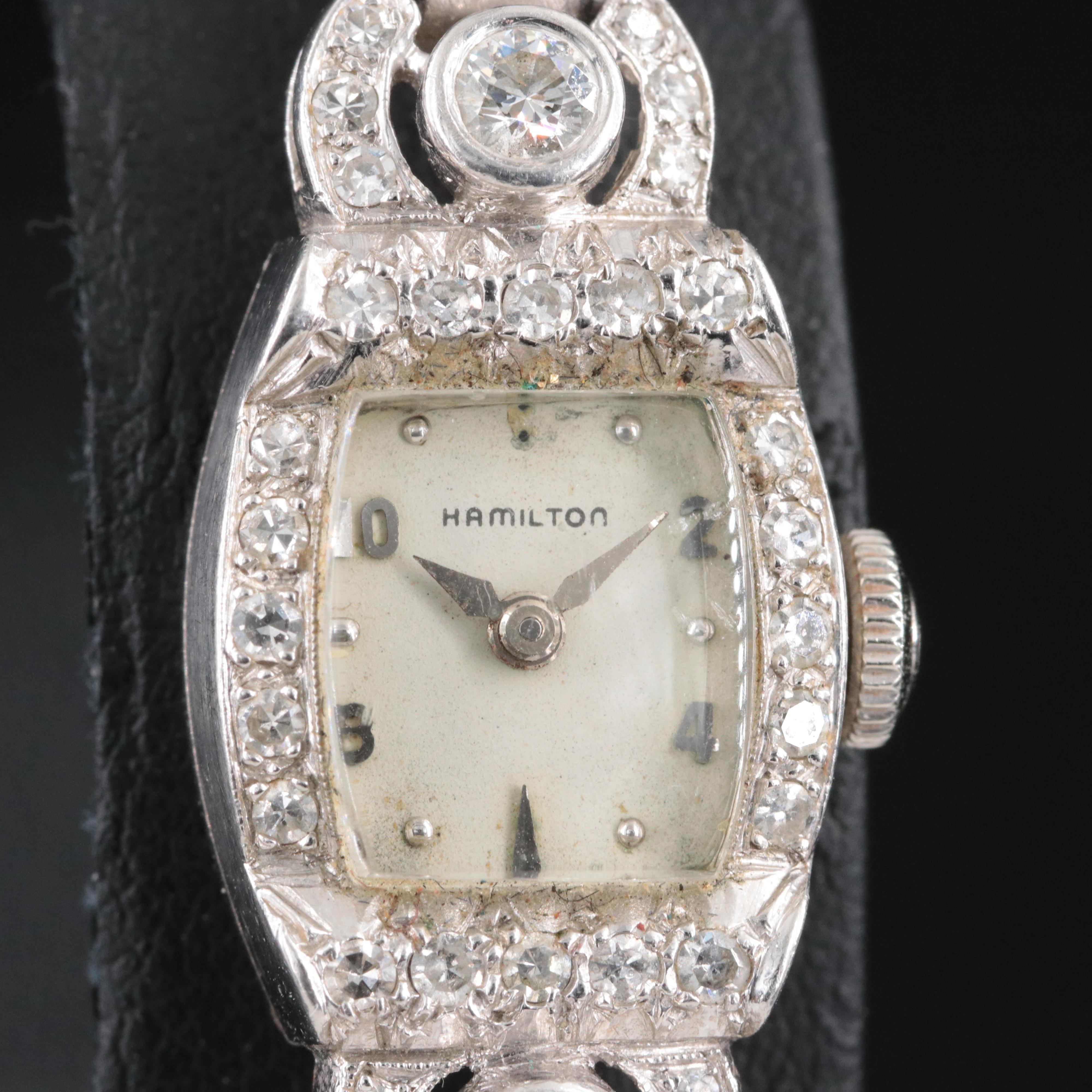 Platinum and 14K Hamilton 1.37 CTW Diamond Watch
