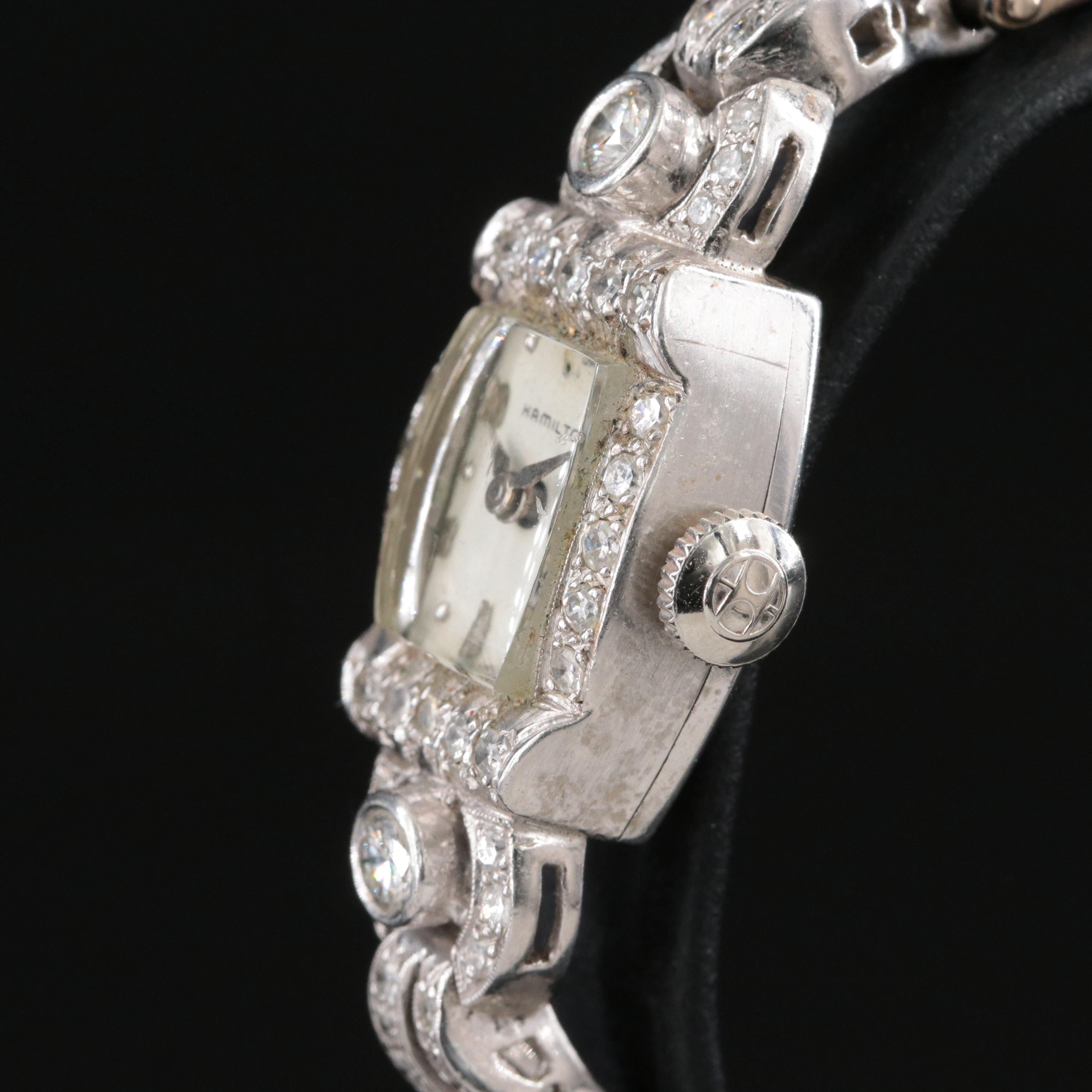 Platinum and 14K Hamilton 1.37 CTW Diamond Watch