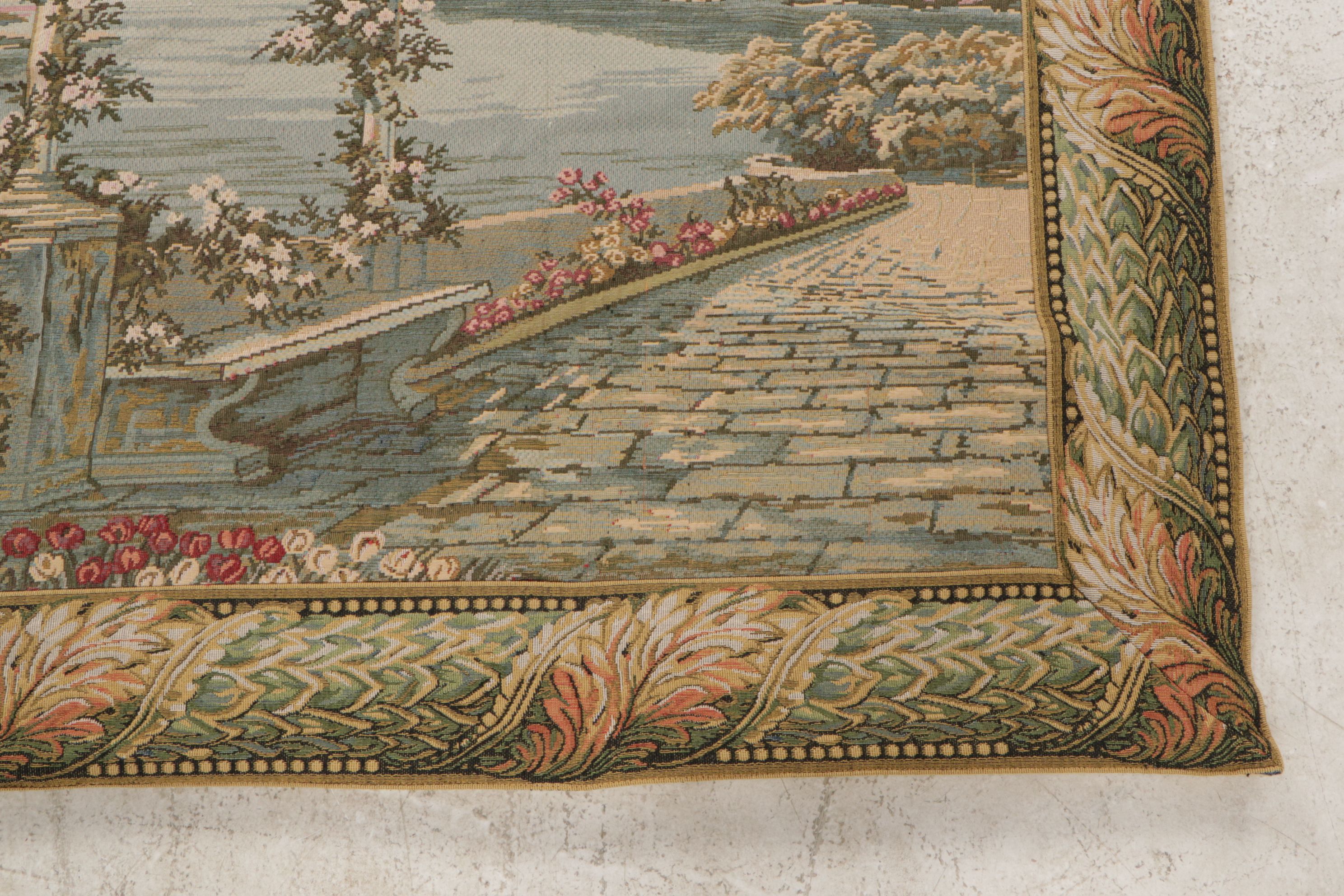 Machine Made French Style Floral Tapestry, Late 20th Century