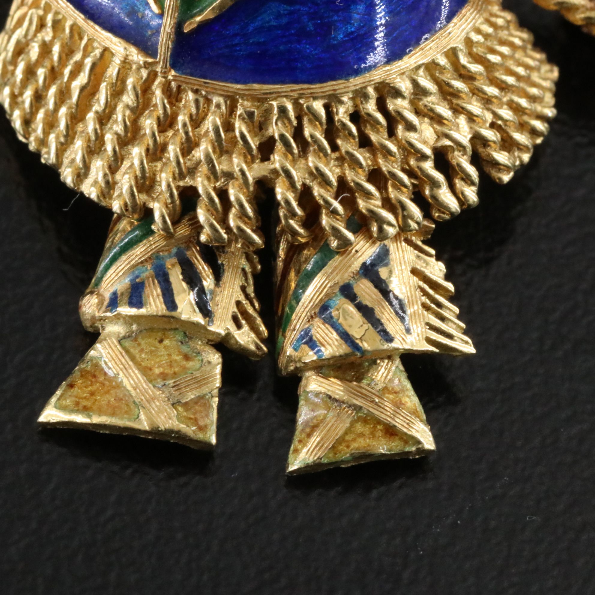 Cherny 18K Ruby and Enamel Indian Brooch