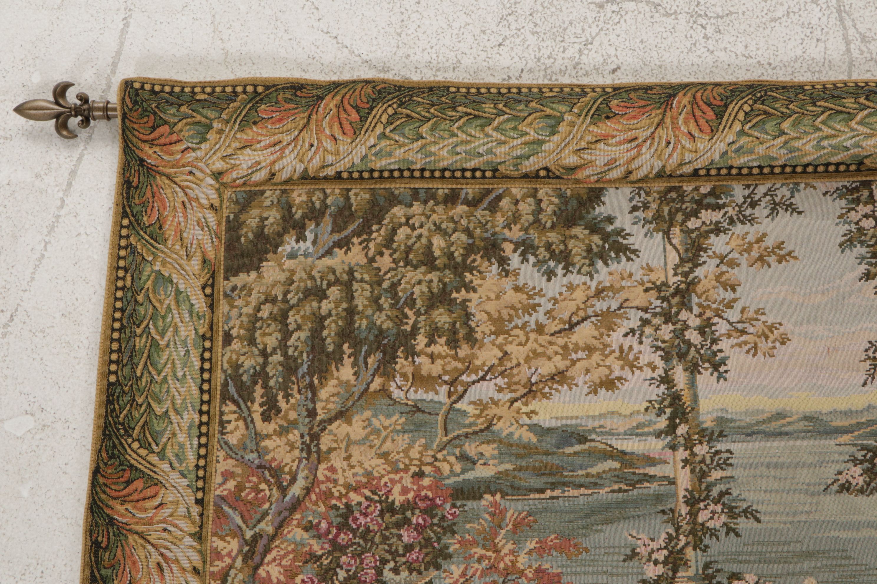 Machine Made French Style Floral Tapestry, Late 20th Century