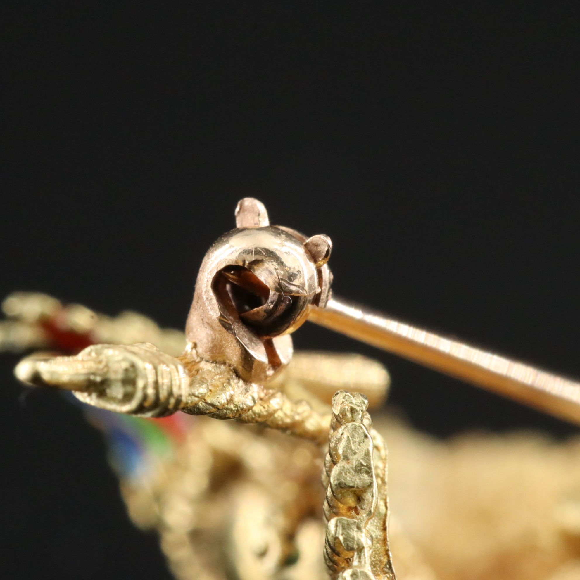 Cherny 18K Ruby and Enamel Indian Brooch