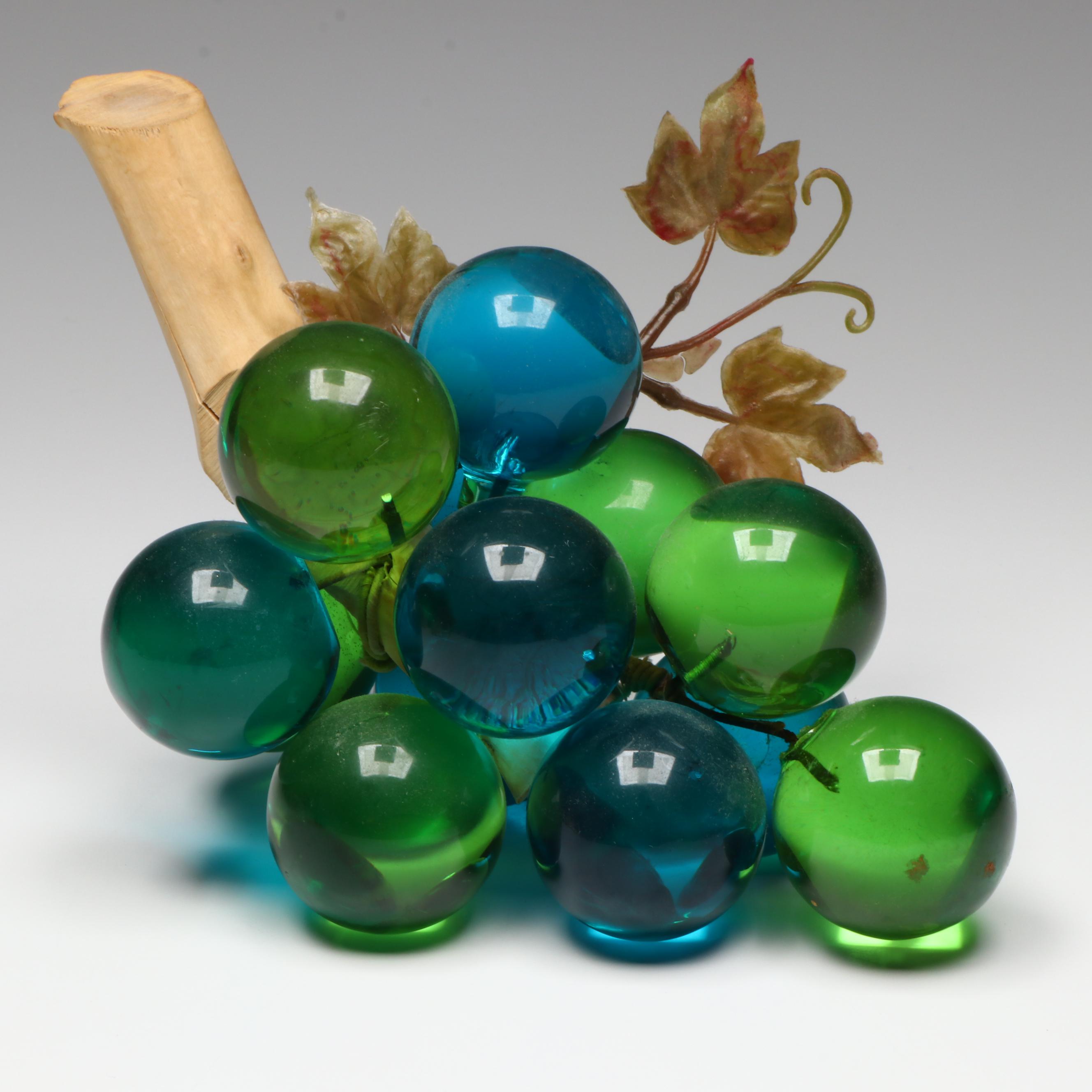 Mid Century Modern Style Blue and Green Glass Grape Cluster, Mid to Late 20th Ce