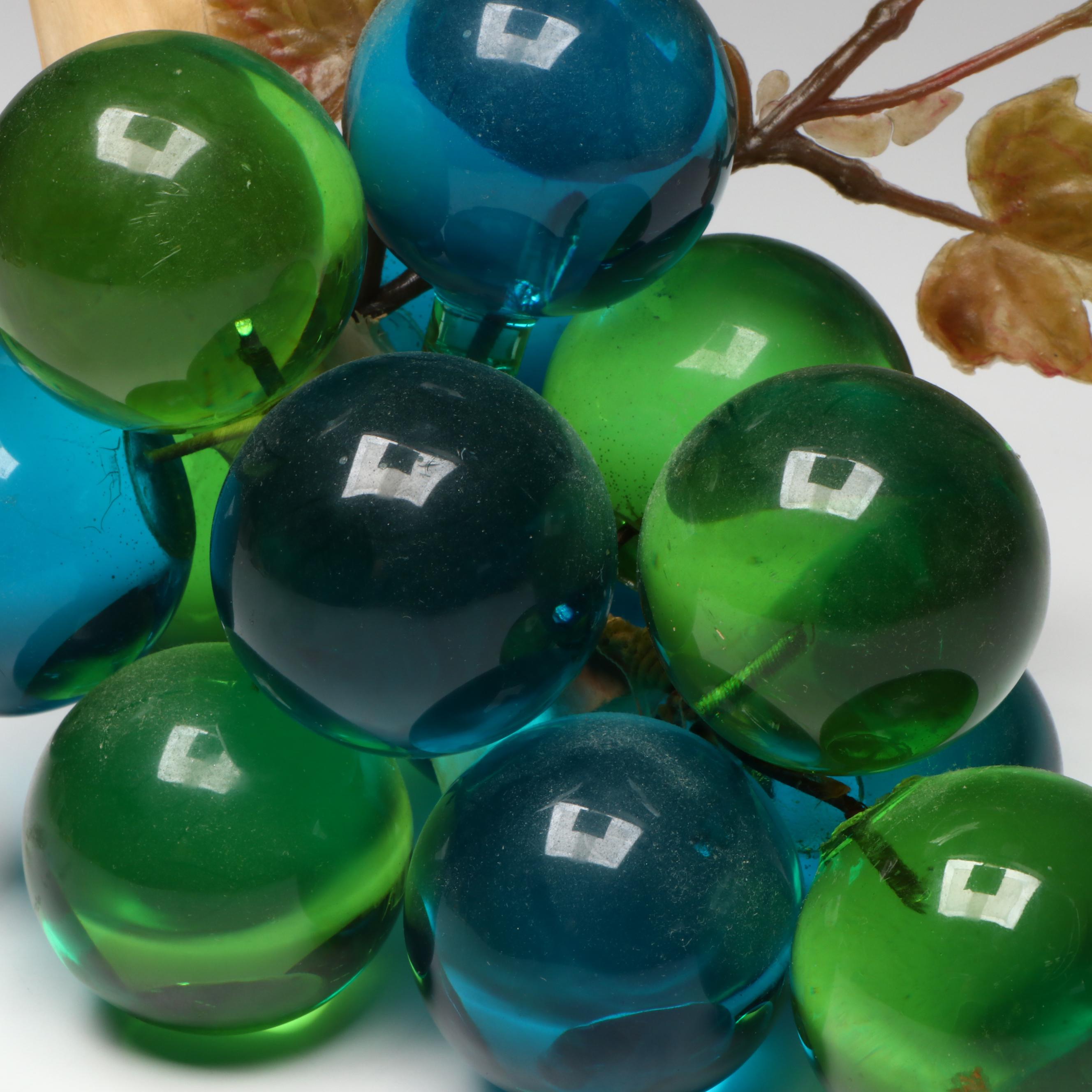 Mid Century Modern Style Blue and Green Glass Grape Cluster, Mid to Late 20th Ce