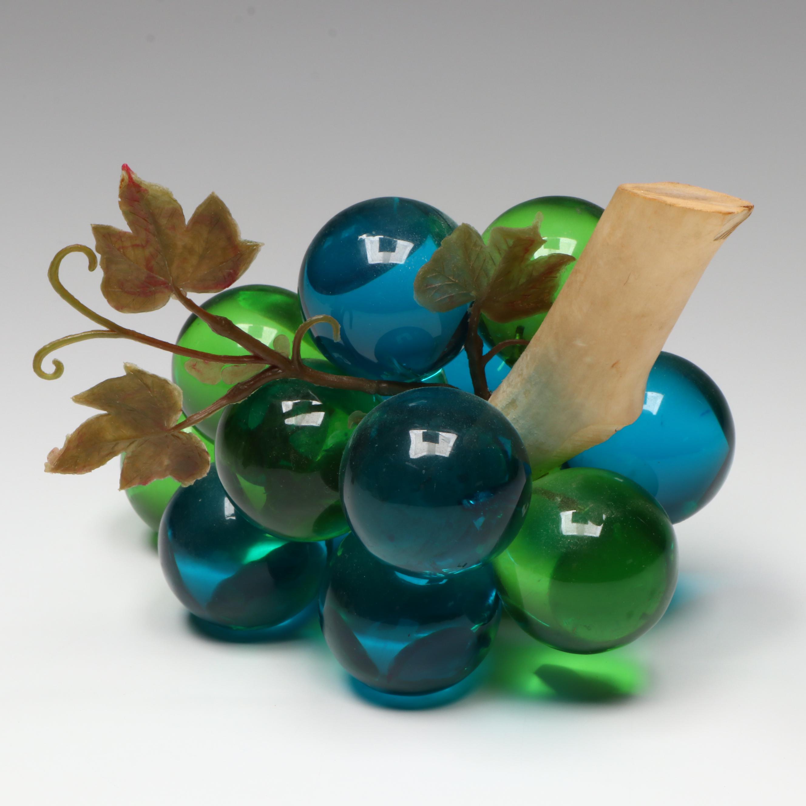 Mid Century Modern Style Blue and Green Glass Grape Cluster, Mid to Late 20th Ce