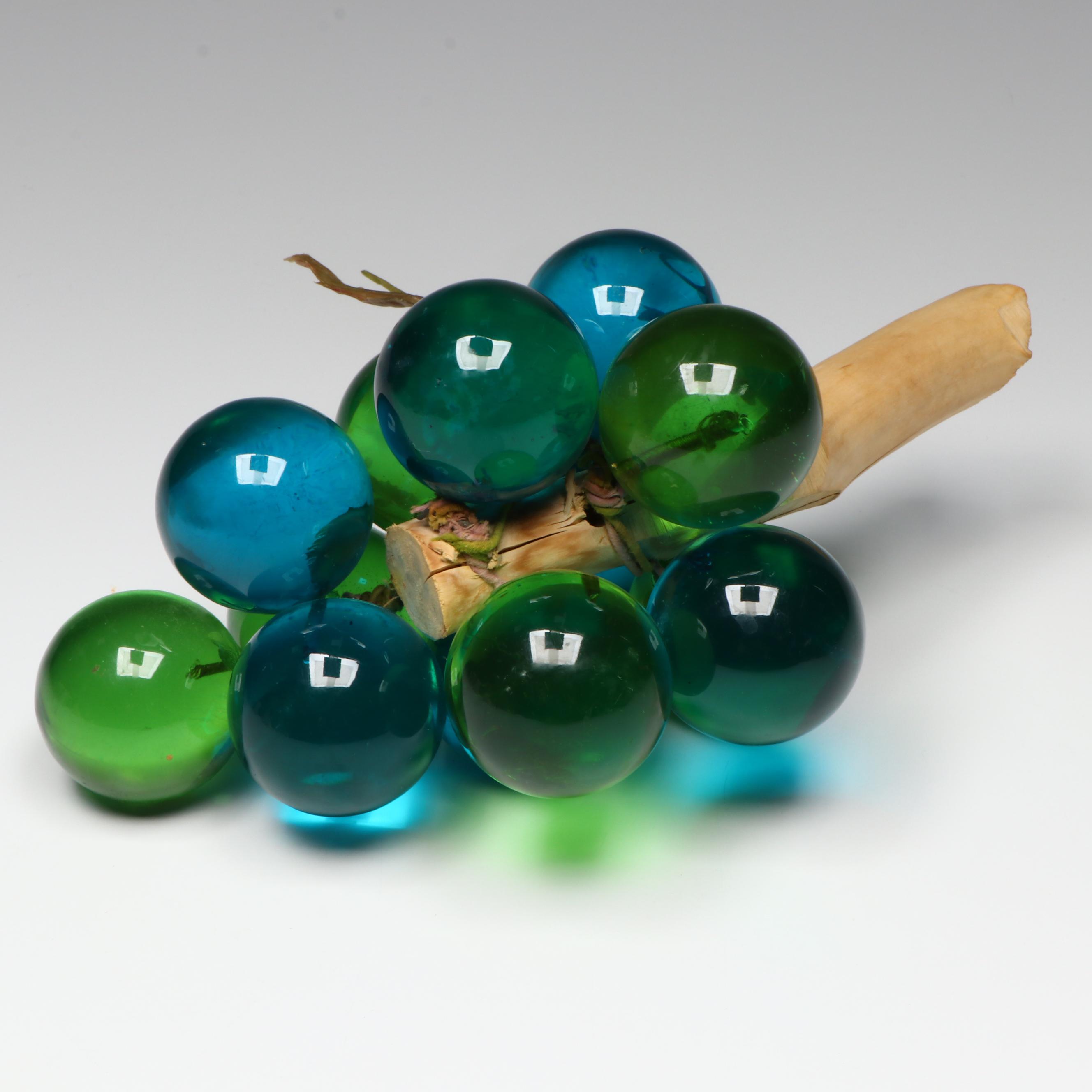 Mid Century Modern Style Blue and Green Glass Grape Cluster, Mid to Late 20th Ce