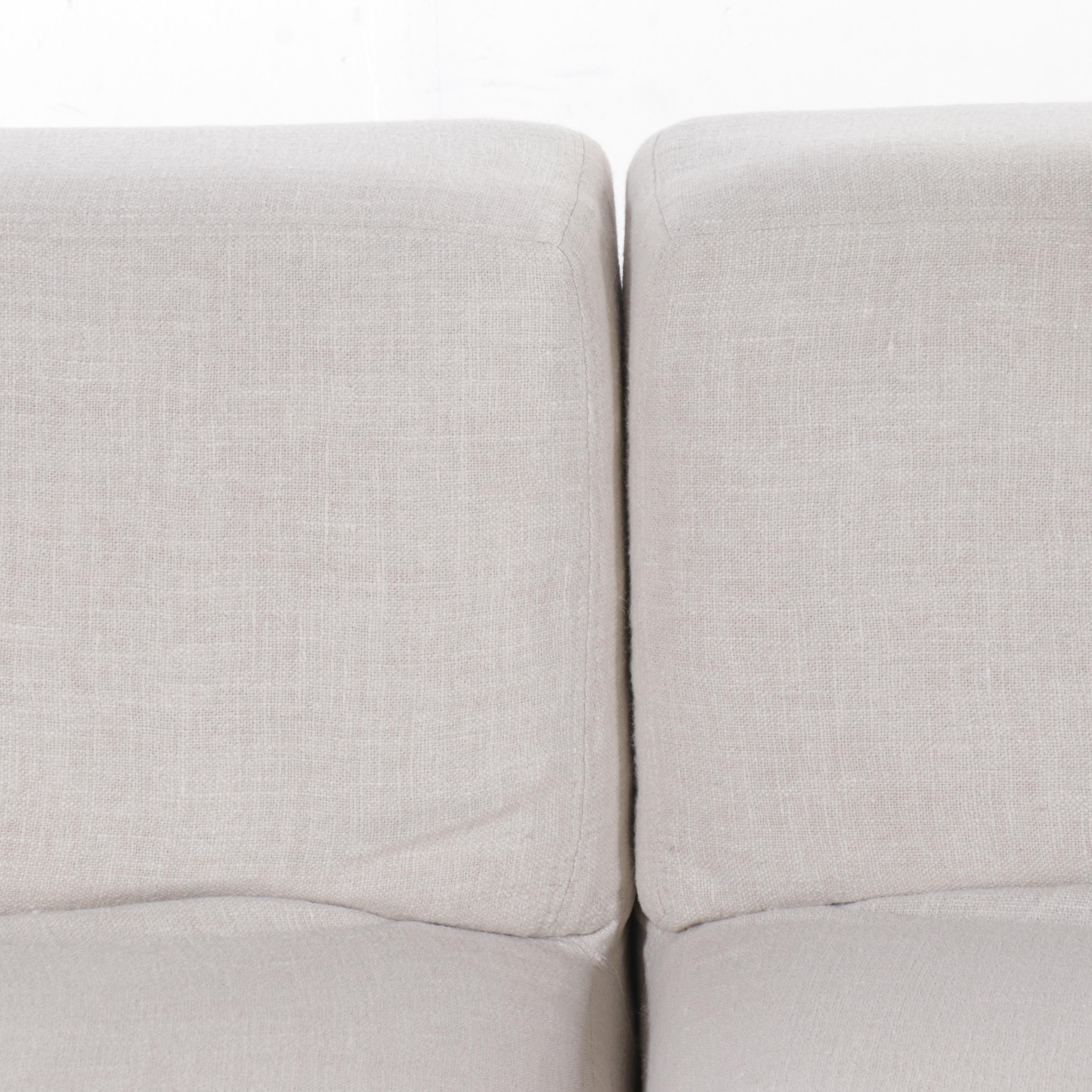 Jake Arnold Collection Modern Linen Blend Upholstered Sectional with Ottoman