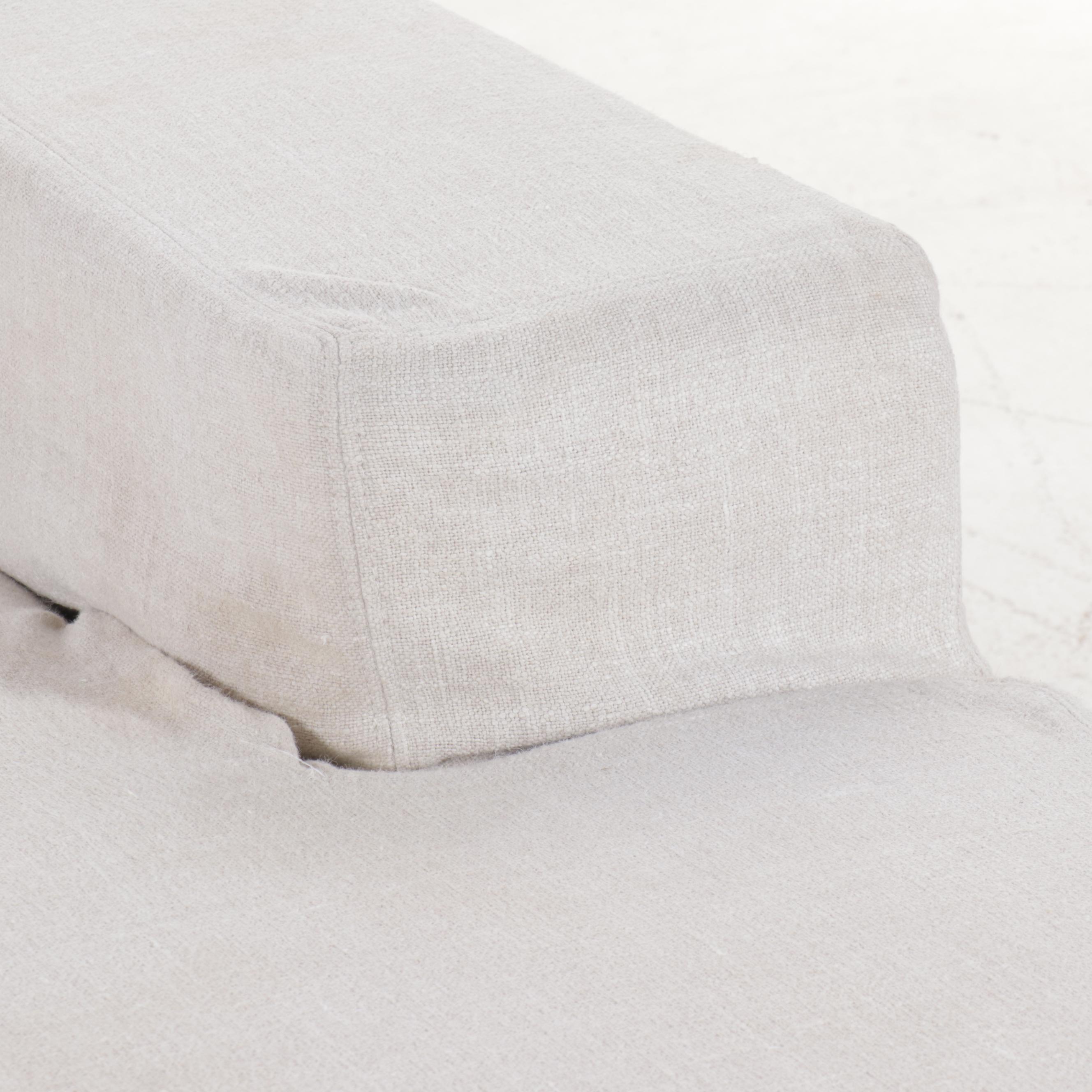 Jake Arnold Collection Modern Linen Blend Upholstered Sectional with Ottoman