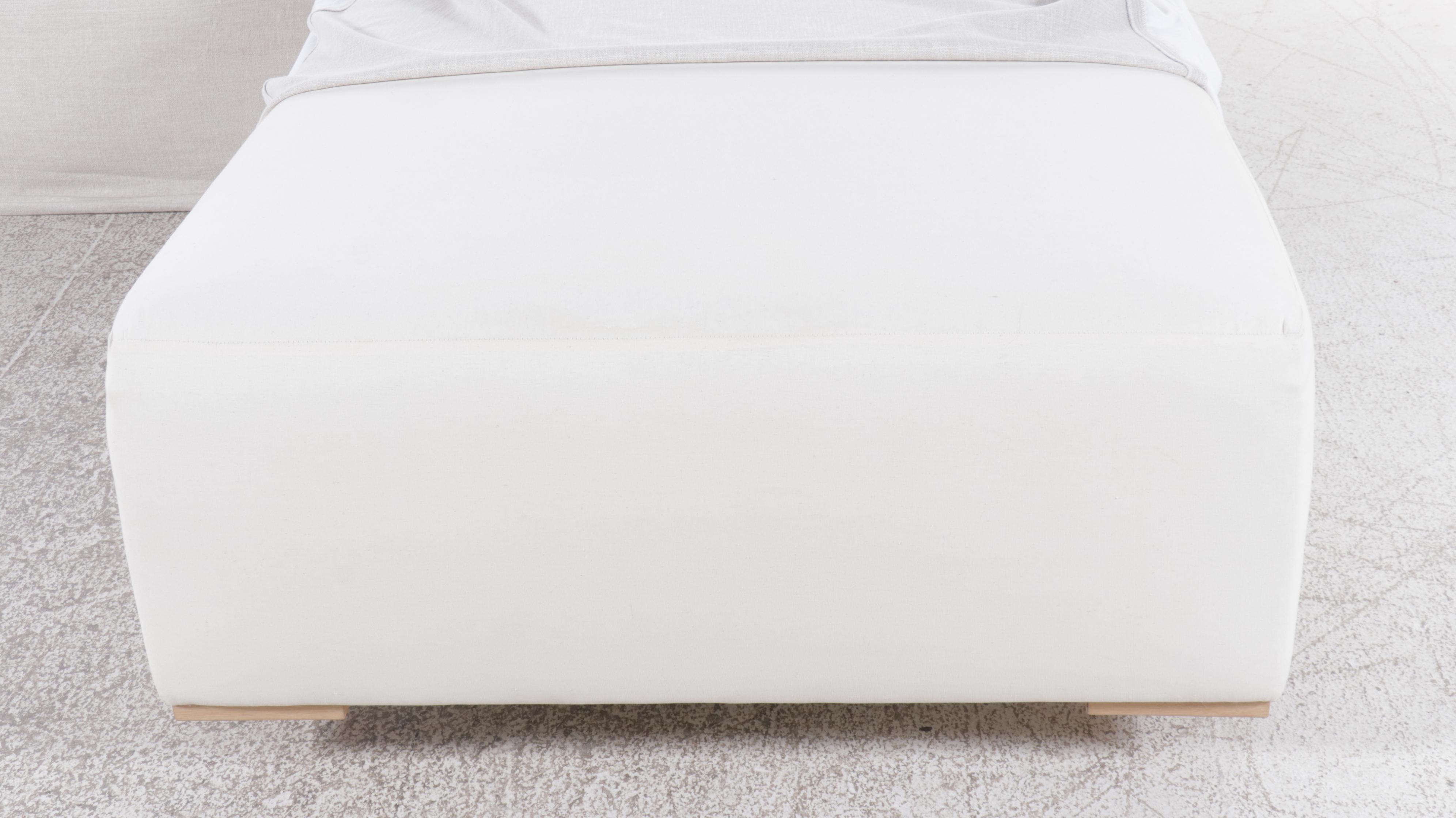 Jake Arnold Collection Modern Linen Blend Upholstered Sectional with Ottoman