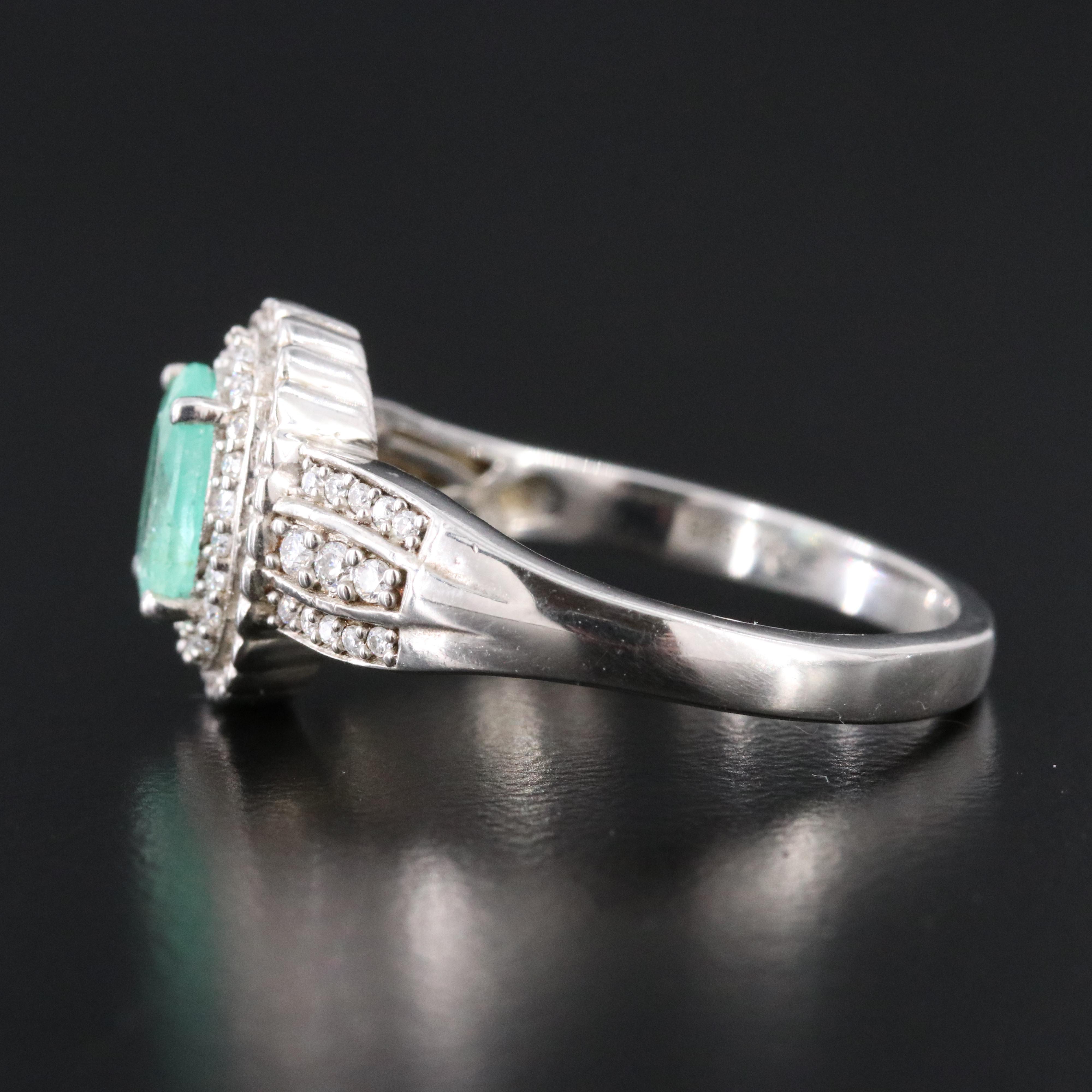 Sterling Emerald and Moissanite Ring