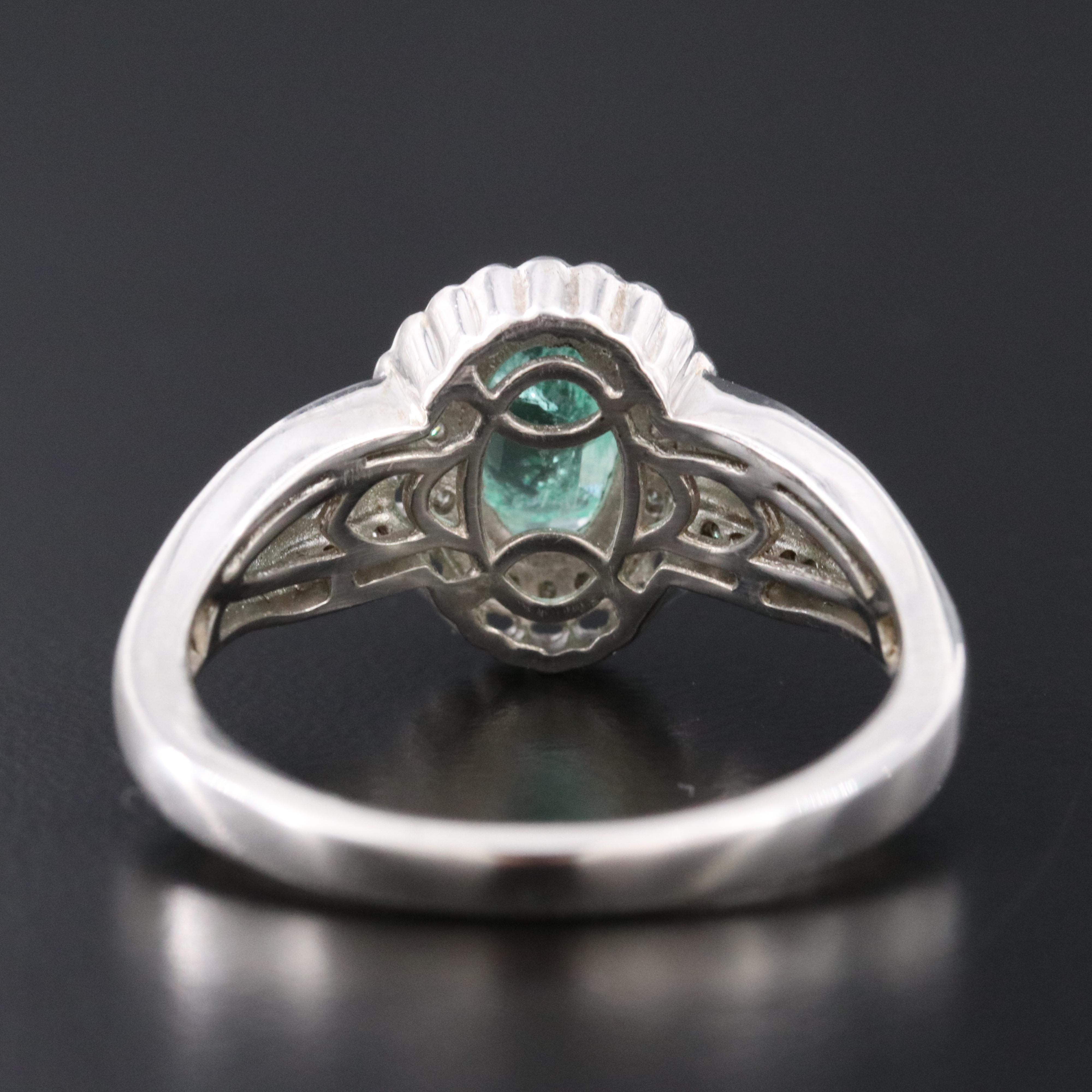 Sterling Emerald and Moissanite Ring