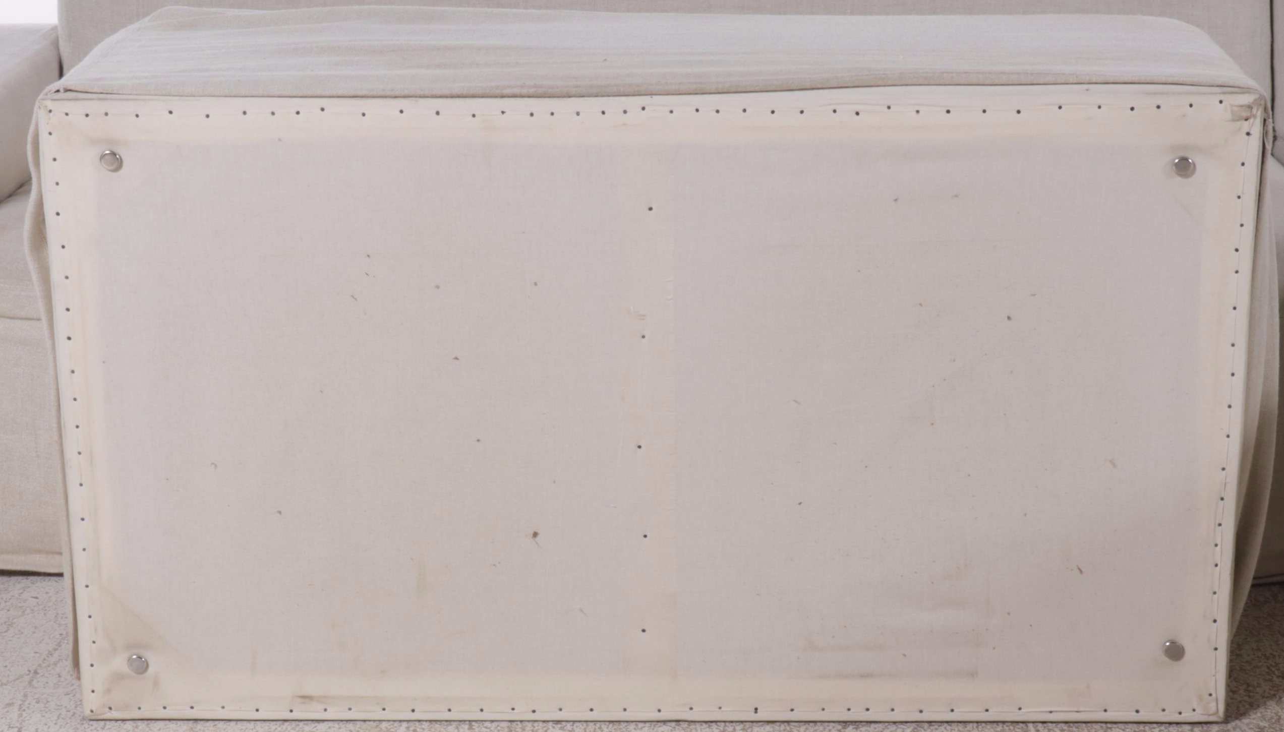 Jake Arnold Collection Modern Linen Blend Upholstered Sectional with Ottoman