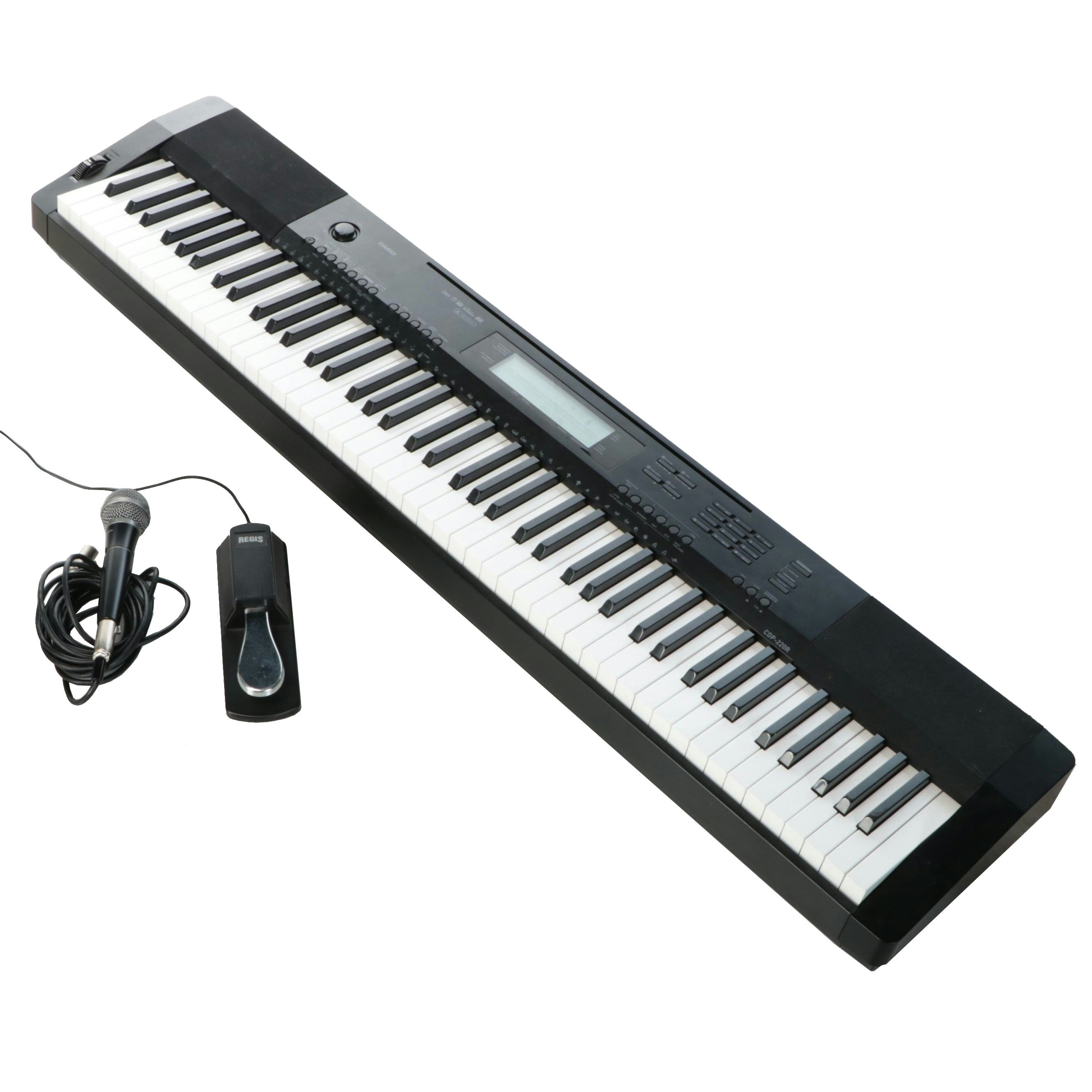 Casio CDP-220R Full-Size Digital Piano with Regis Sustain Foot Pedal, Microphone