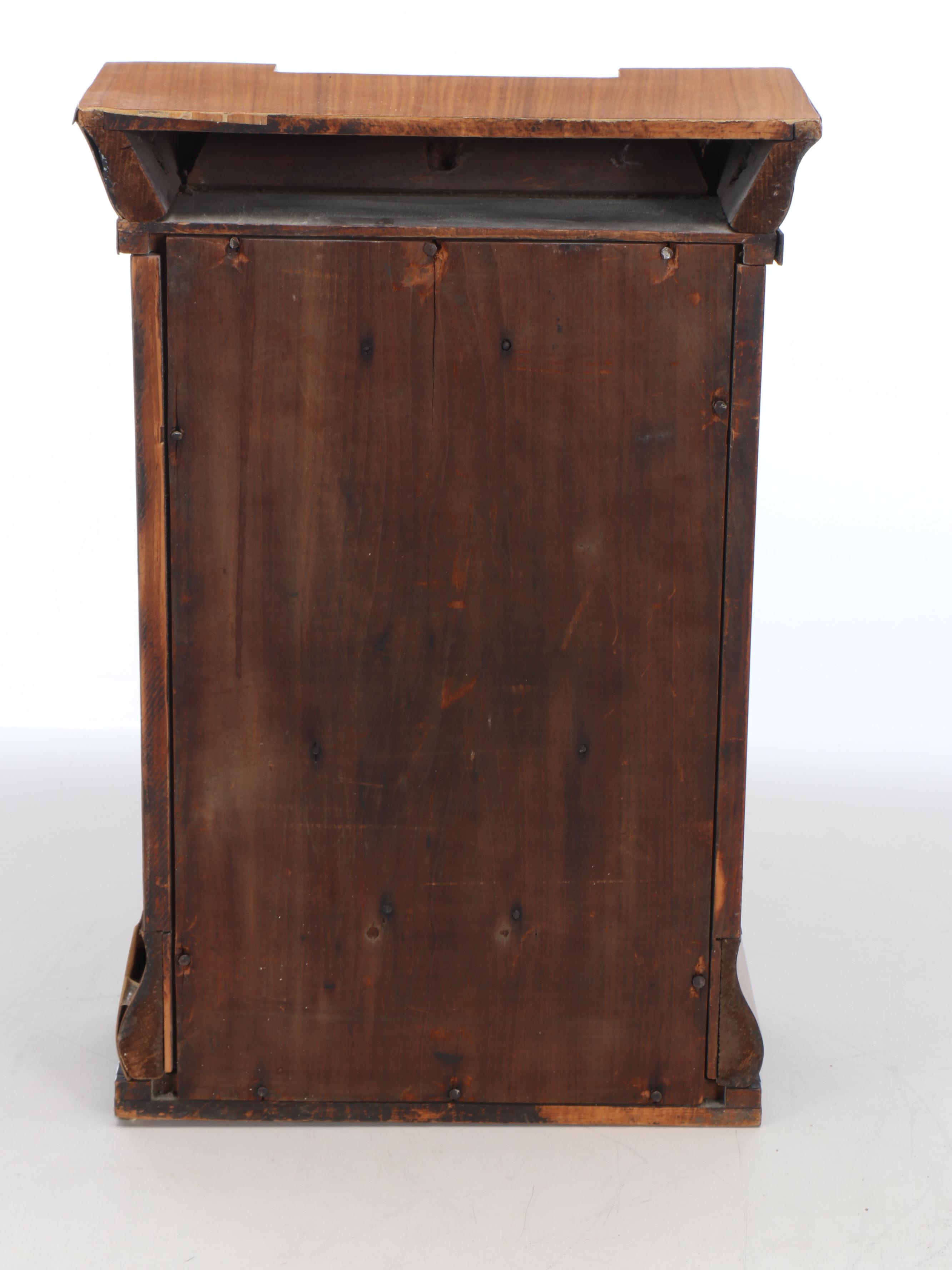 Empire Style Rosewood Shelf Clock with Reverse Glass Alpine Landscape Panel