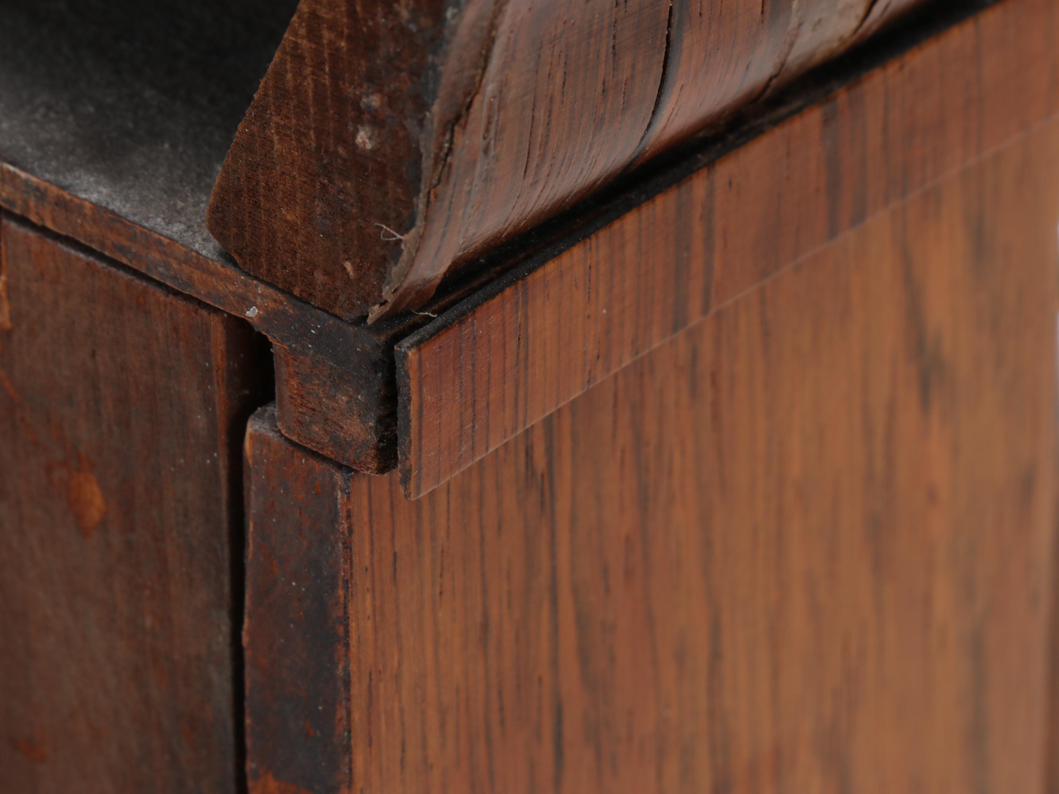 Empire Style Rosewood Shelf Clock with Reverse Glass Alpine Landscape Panel