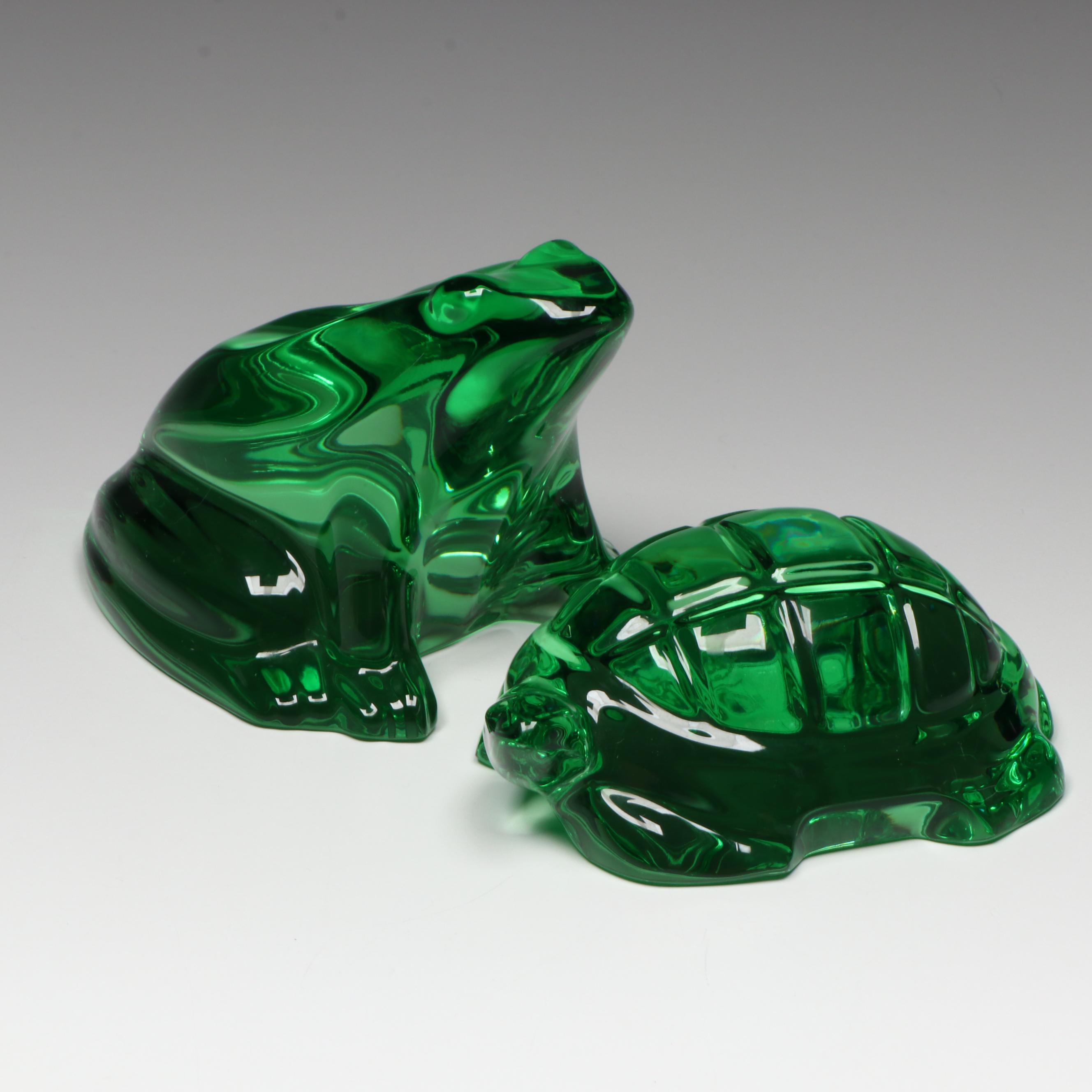 Baccarat Green Crystal Turtle and Frog