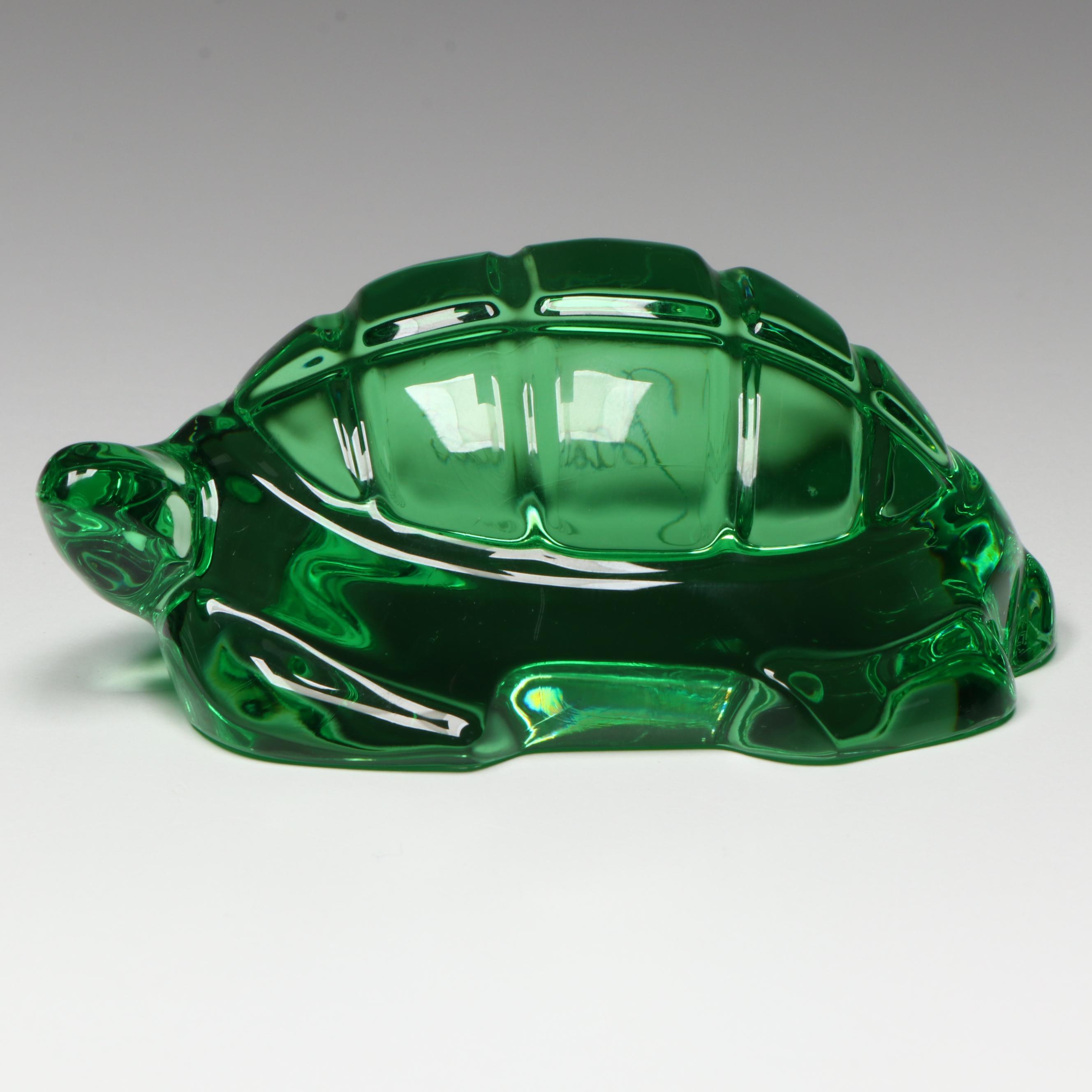 Baccarat Green Crystal Turtle and Frog