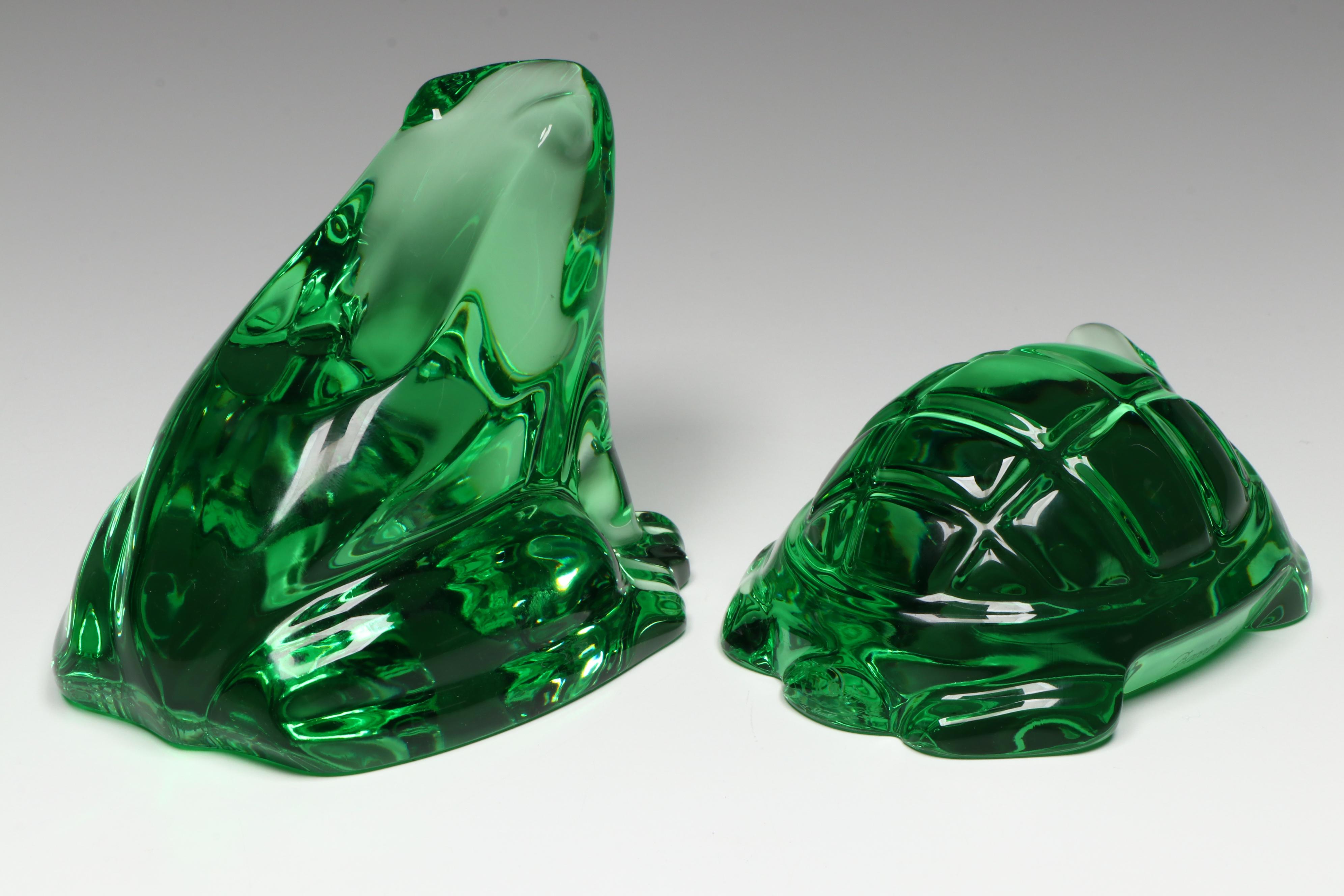Baccarat Green Crystal Turtle and Frog