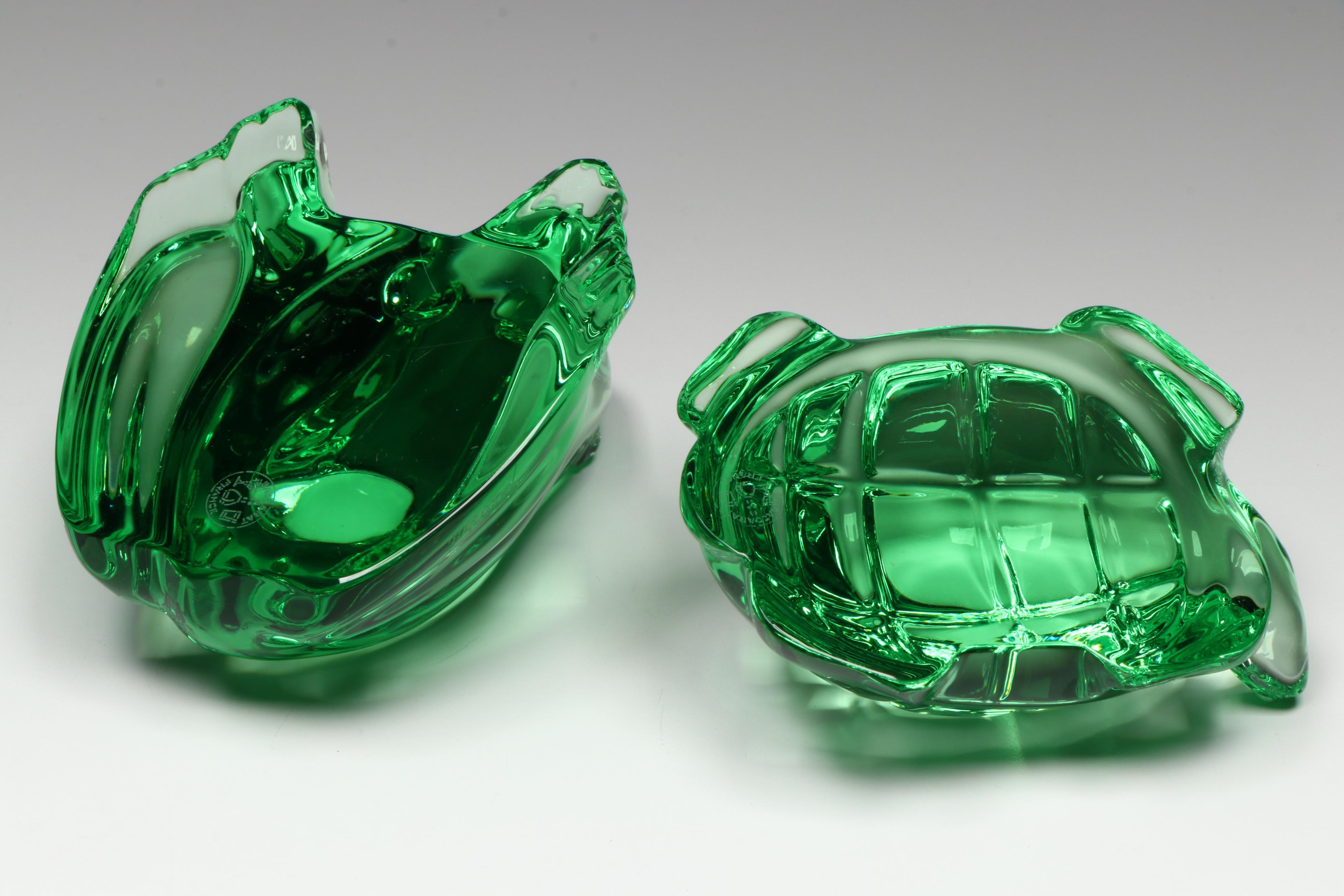 Baccarat Green Crystal Turtle and Frog