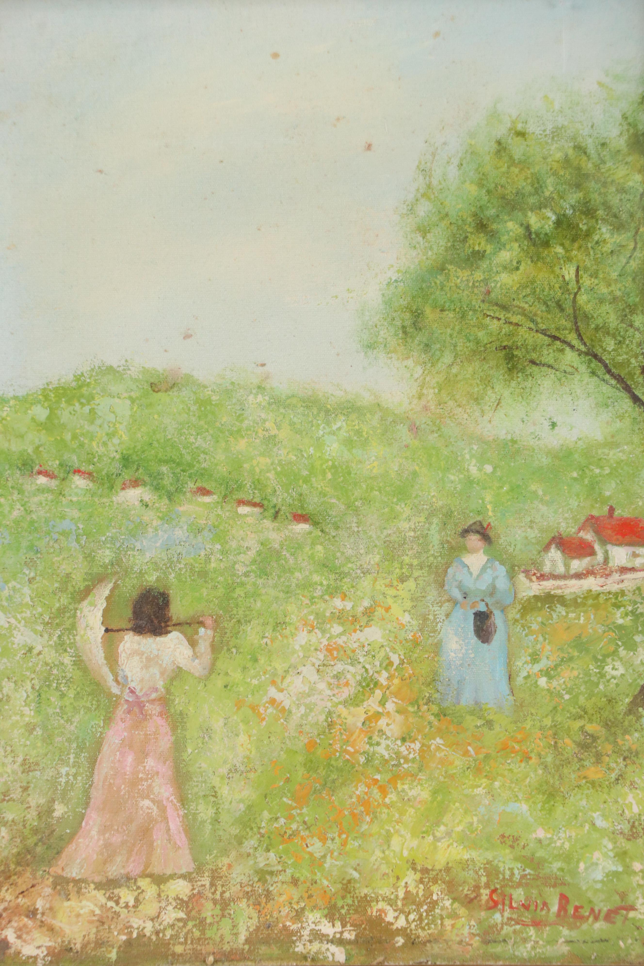 Silvia Benet Impressionistic Oil Painting of Women in Field
