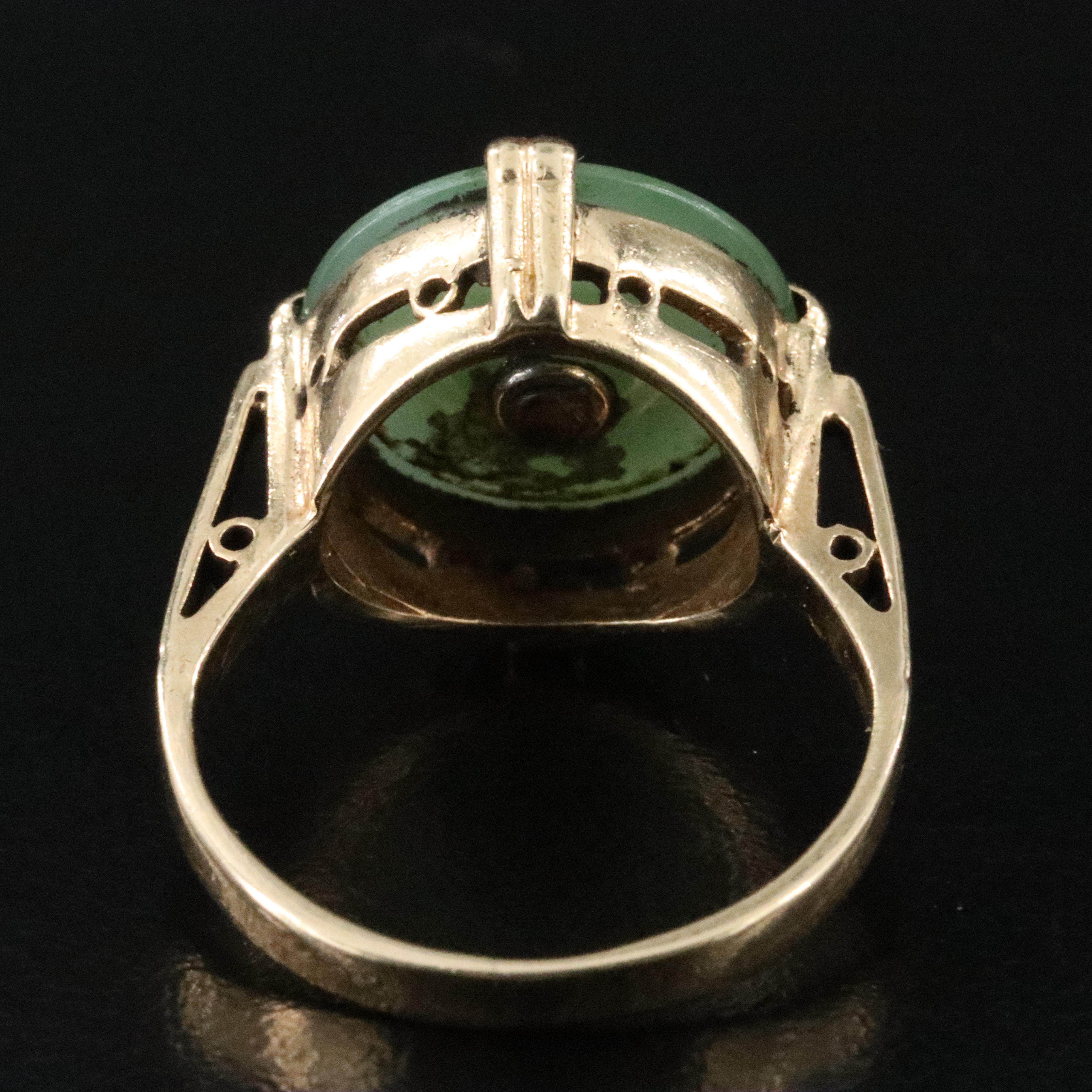 14K Nephrite, Ruby, and Diamond Bullseye Ring