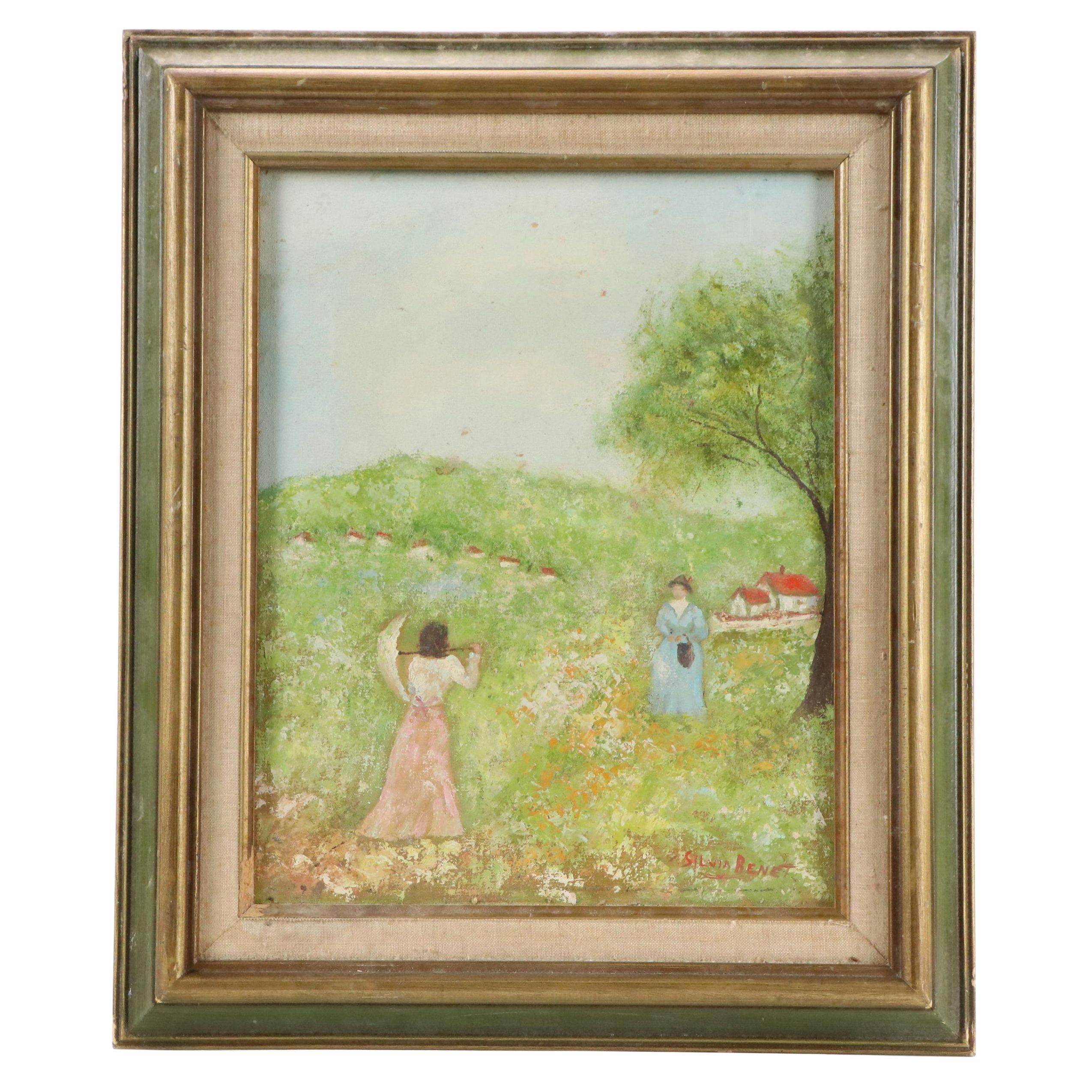 Silvia Benet Impressionistic Oil Painting of Women in Field