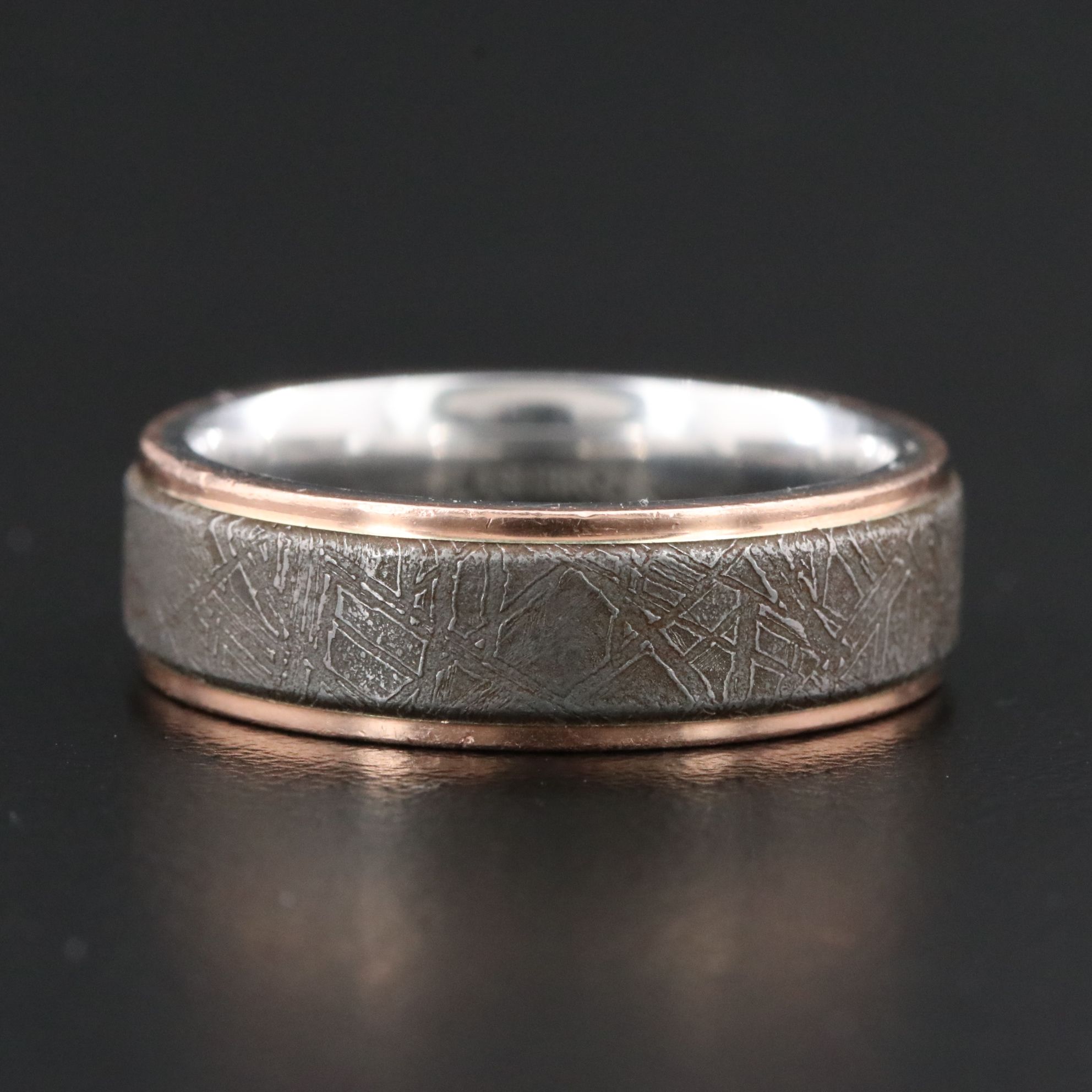Lashbrook Cobalt and Meteorite Ring with 14K Rose Gold Trim