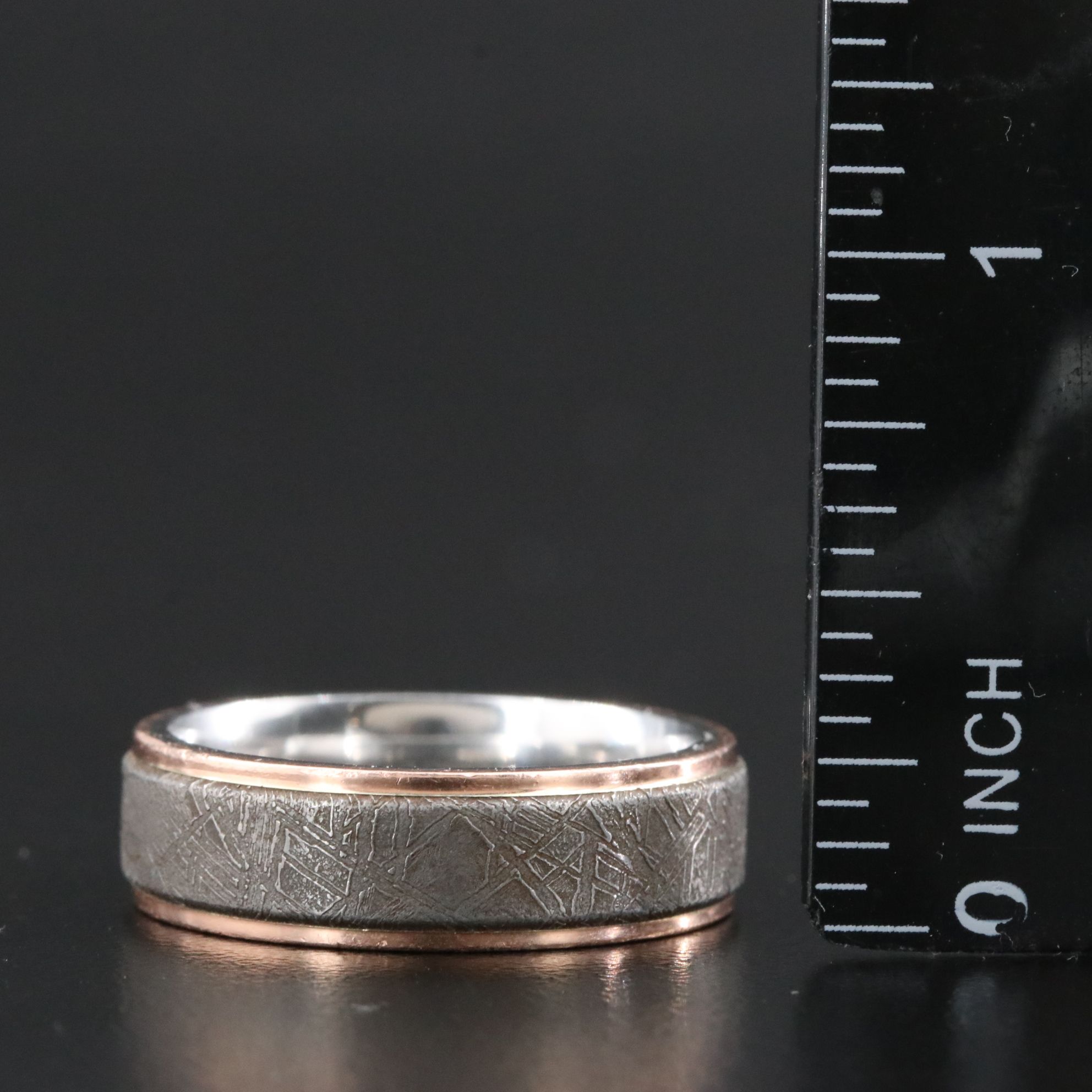 Lashbrook Cobalt and Meteorite Ring with 14K Rose Gold Trim